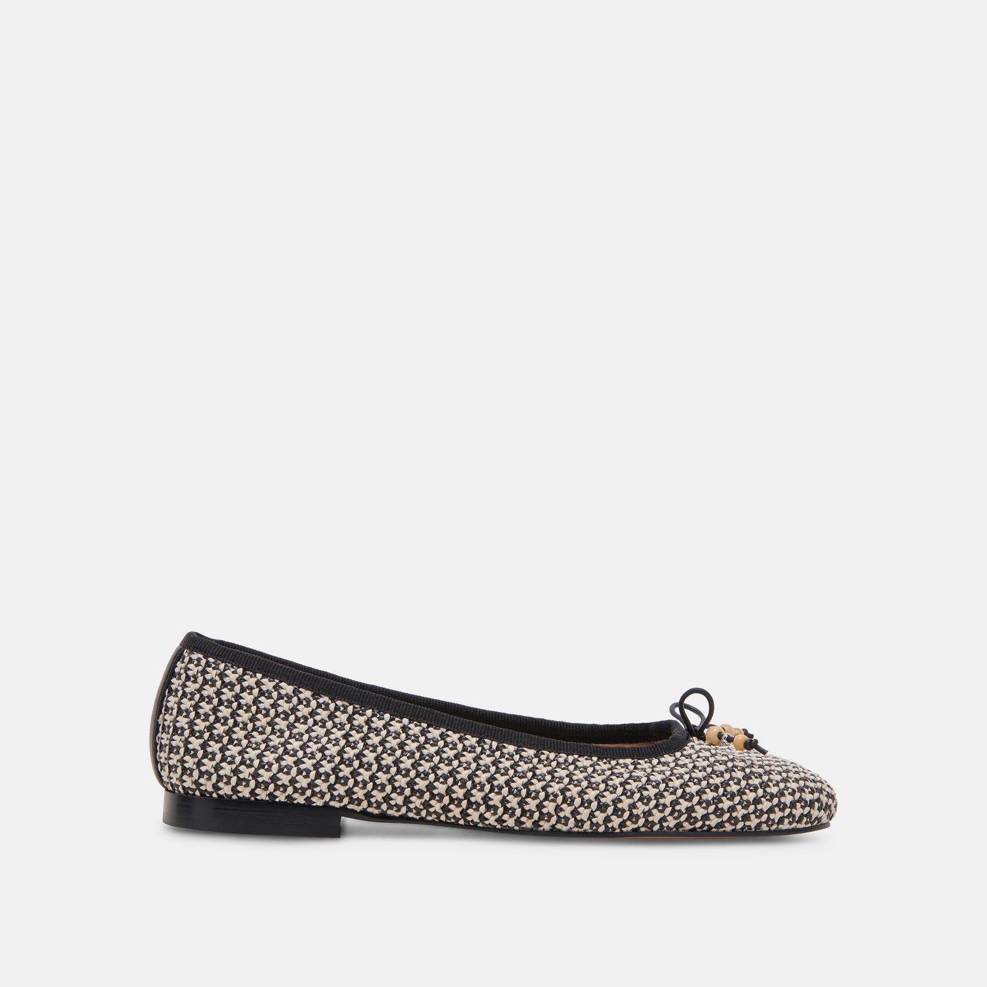 CACY Women's Ballet Flats - Comfortable White & Black Raffia Shoes for Casual Wear, Office & Summer Outfits