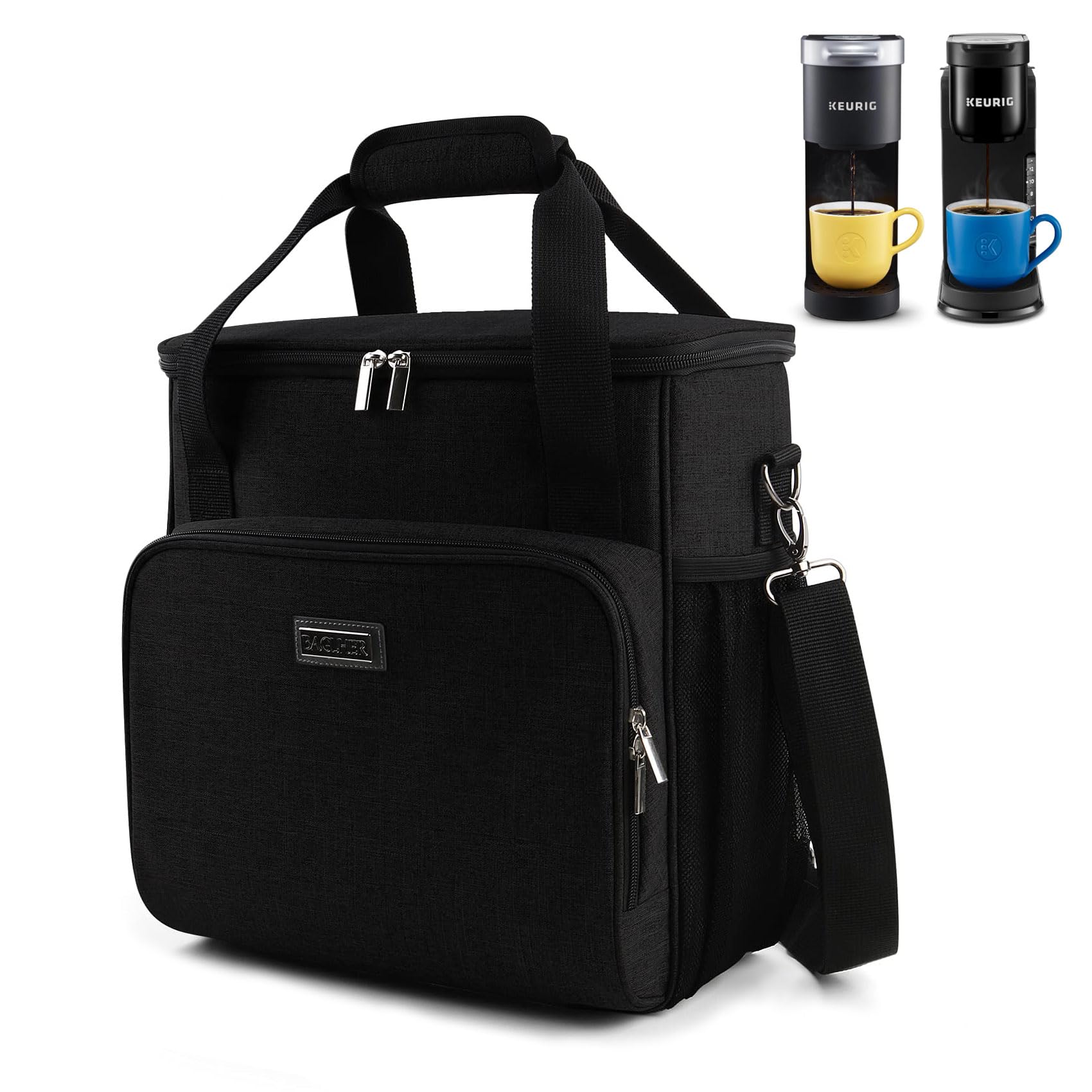 BAGLHER Portable Coffee Maker Travel Bag - Compatible with Keurig K-Mini, K-Express & K-Iced - Compact Keurig Coffee Machine Carrying Case with Adjustable Shoulder Strap - Perfect for Travel, Office & Camping - Black