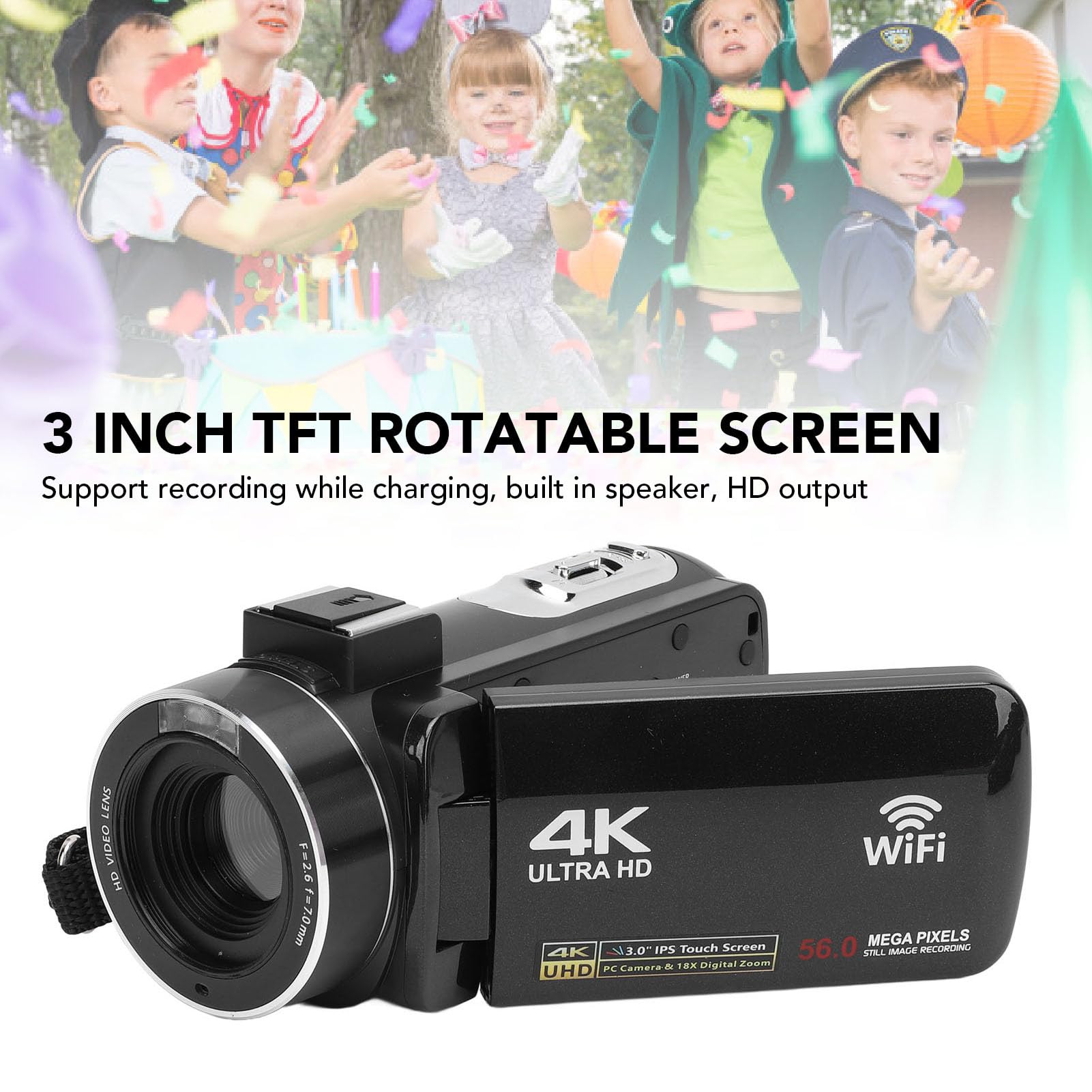 4K 56MP HD Vlogging Camera with 3