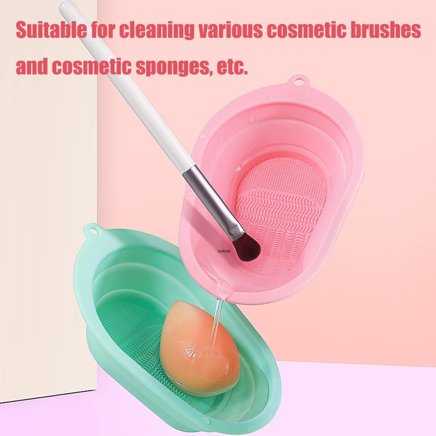 JELLEX Silicone Makeup Brush Cleaning Mat - Foldable Cosmetic Brush Scrubber & Cleaner Pad with Non-Slip Surface - Perfect for Professional & Home Makeup Brush Care (Multi-Color, Pack of 1) | Ideal for Daily Makeup Routine, Salon Use & Travel Makeup Kit Organization
