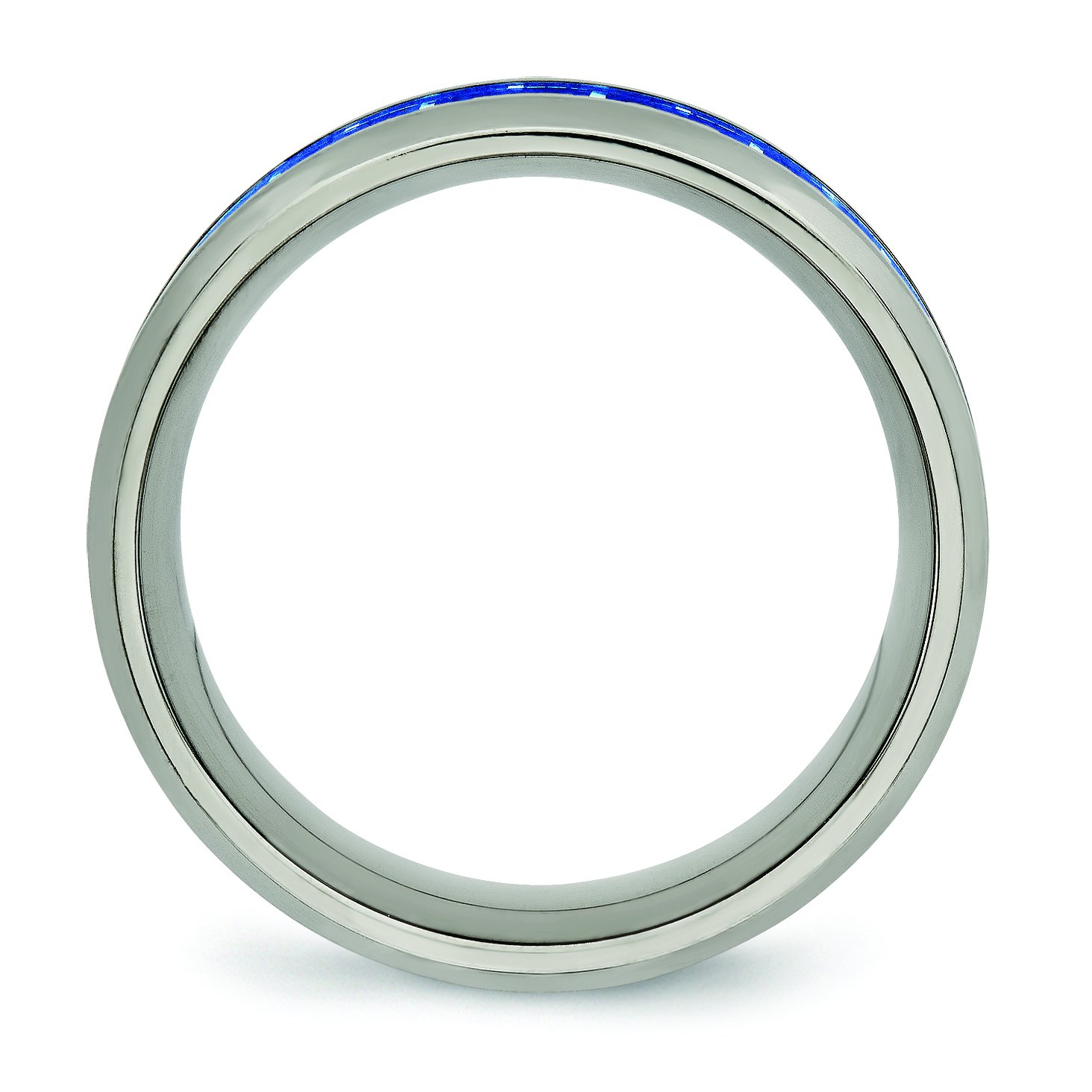 8mm Titanium Wedding Band - Light Blue & White Carbon Fiber Ring for Men