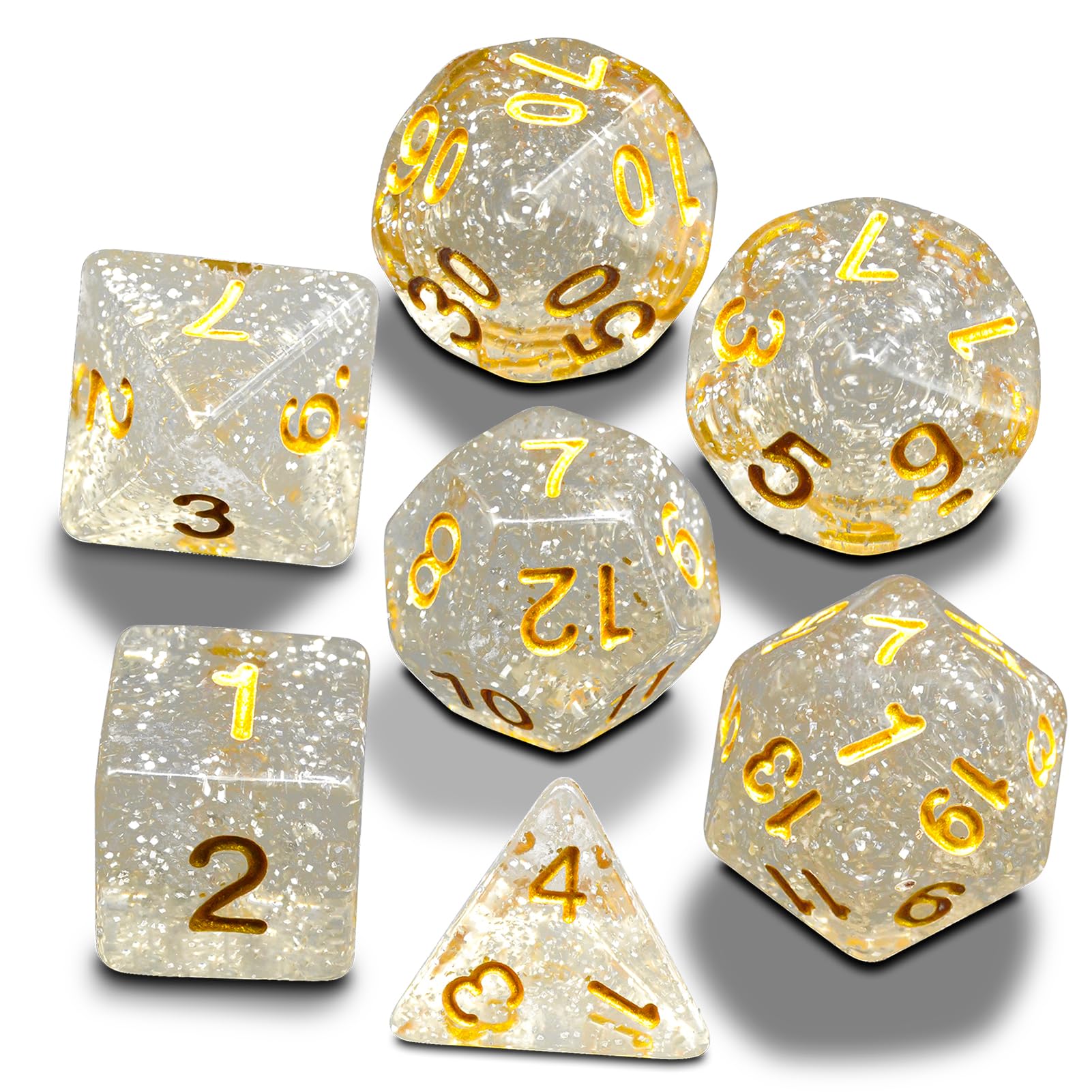 Premium RPG Dice Set - 7-Piece Polyhedral Dice for Dungeons & Dragons (D&D), Pathfinder & Tabletop Role Playing Games - Includes D20, D12, D10, D8, D6, D4 - Perfect for Game Nights, Campaigns & Collectors (White)