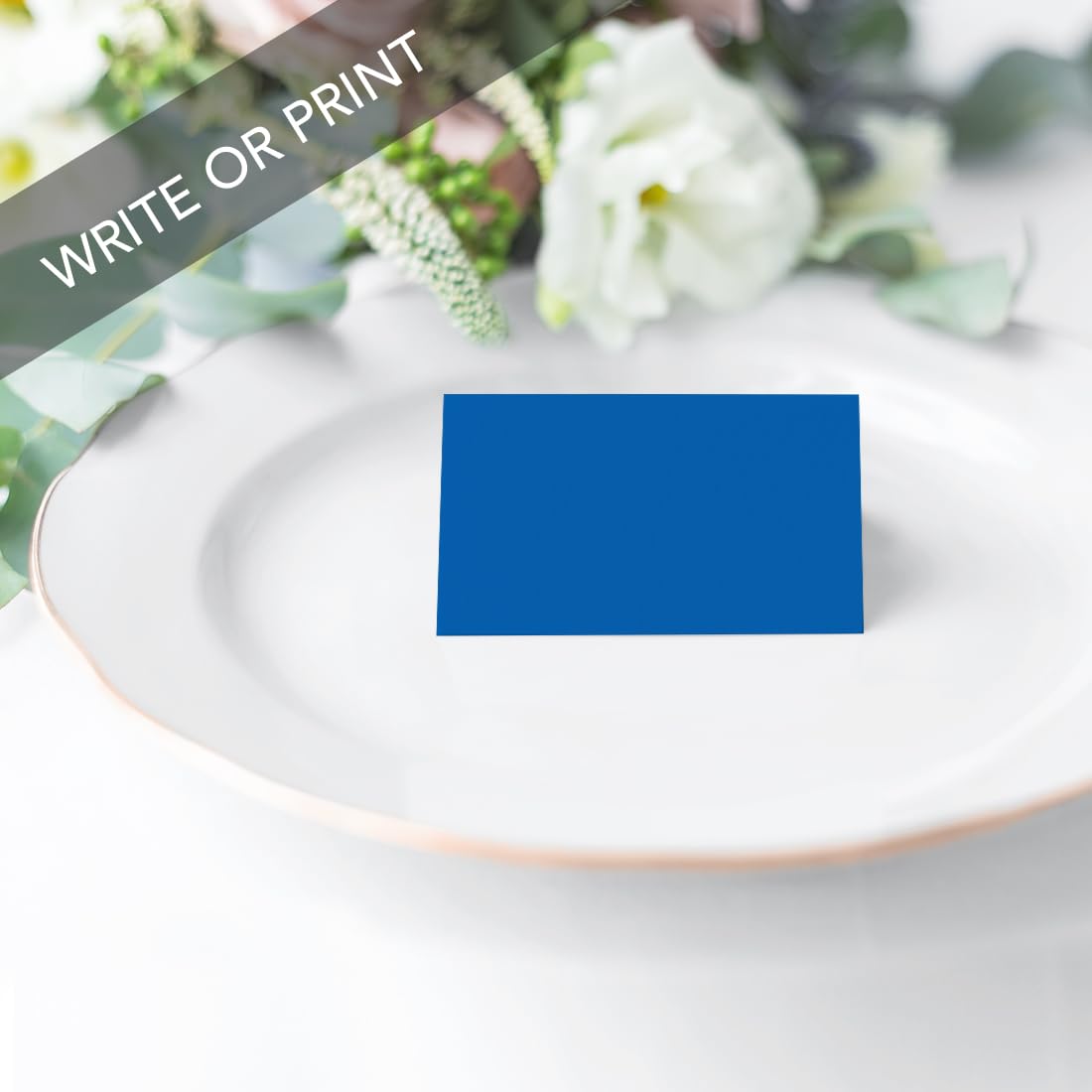 Royal Blue Printable Table Tent Place Cards - 20-Pack for Weddings, Baby Showers & Graduations | Elegant Seat Placement Name Cards for Dining Events, Buffets & Formal Table Settings