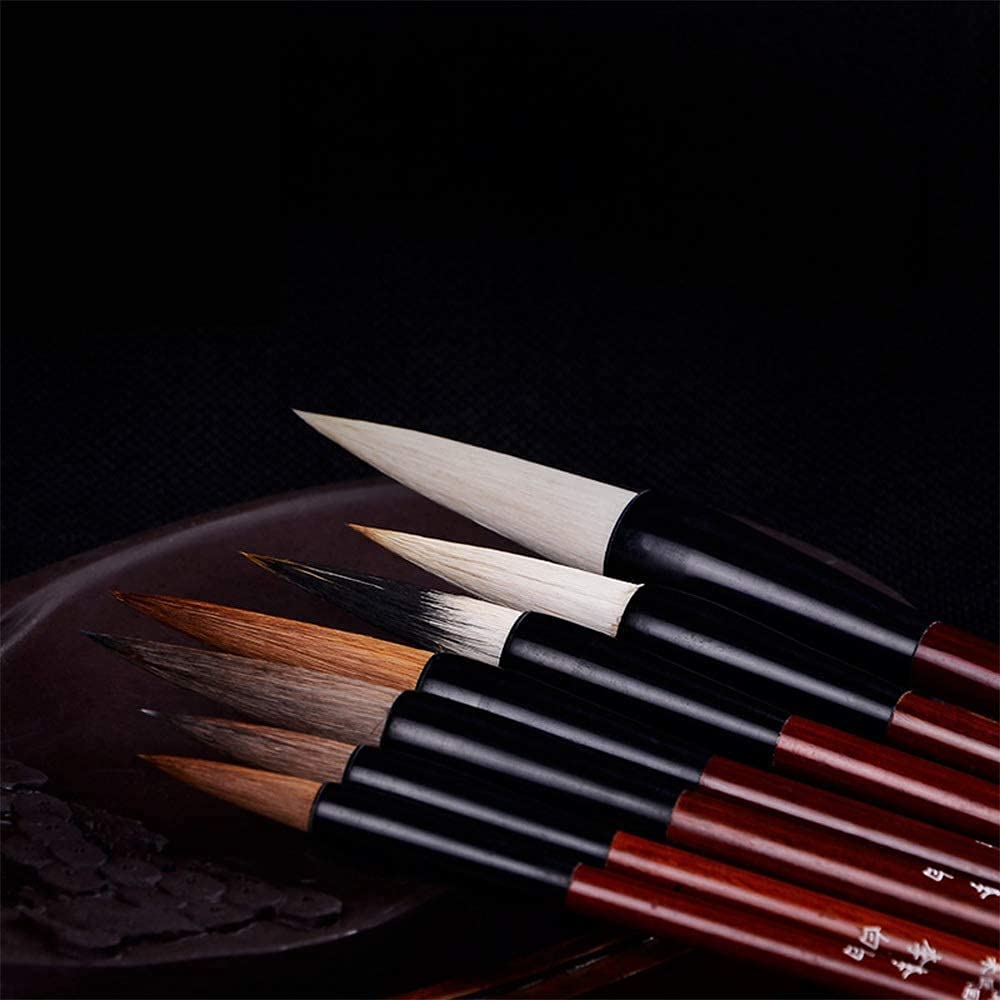 Premium Chinese Calligraphy Brush Pen Set - 7Pcs Sheep Hair & Wolf Hair Calligraphy Pens with Gift Box for Beginners & Professionals | Perfect for Calligraphy Practice, Art Projects, Lettering & DIY Gifts