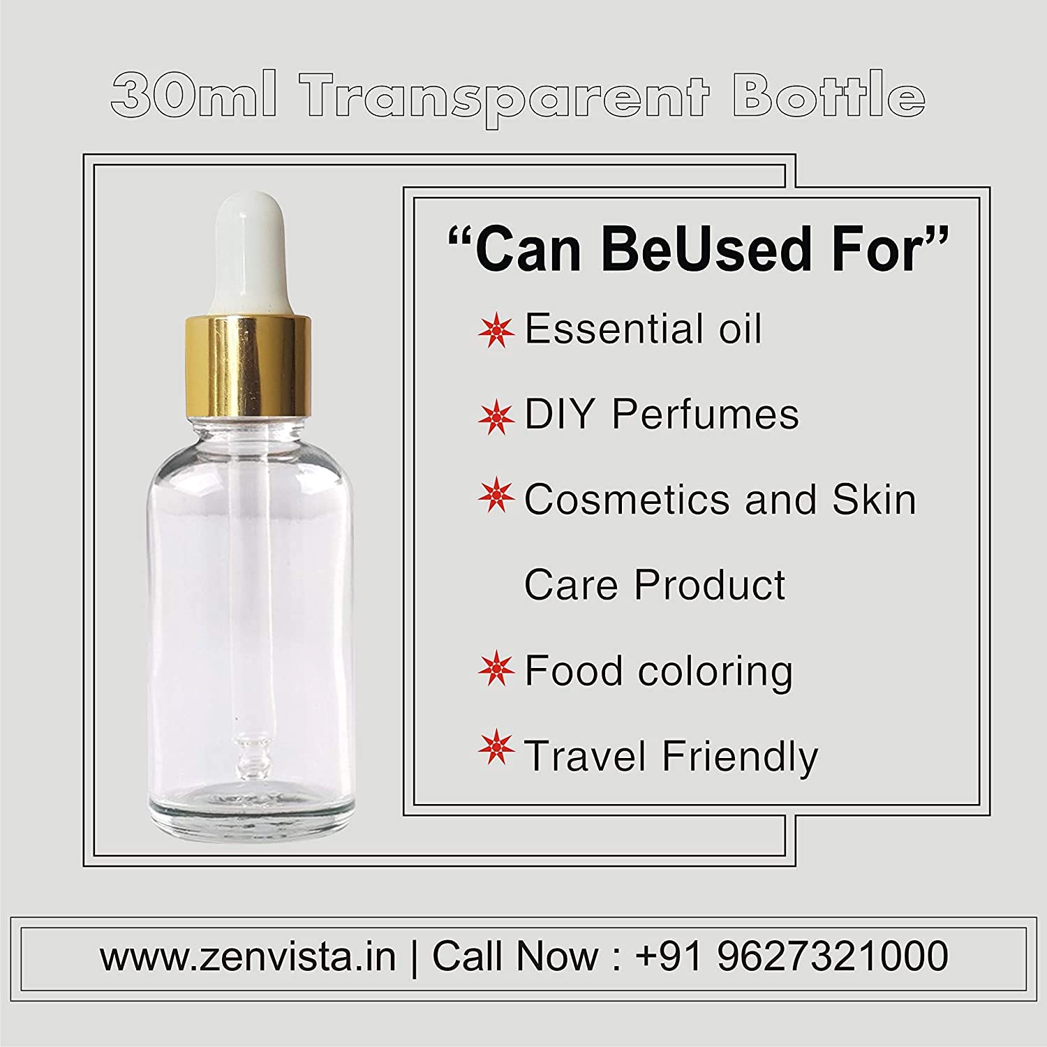 Premium 30ml Clear Glass Bottle with Gold Plated Dropper - Essential Oil & Serum Storage (Pack of 3) | Perfect for DIY Skincare, Aromatherapy & Travel Size Beauty Products