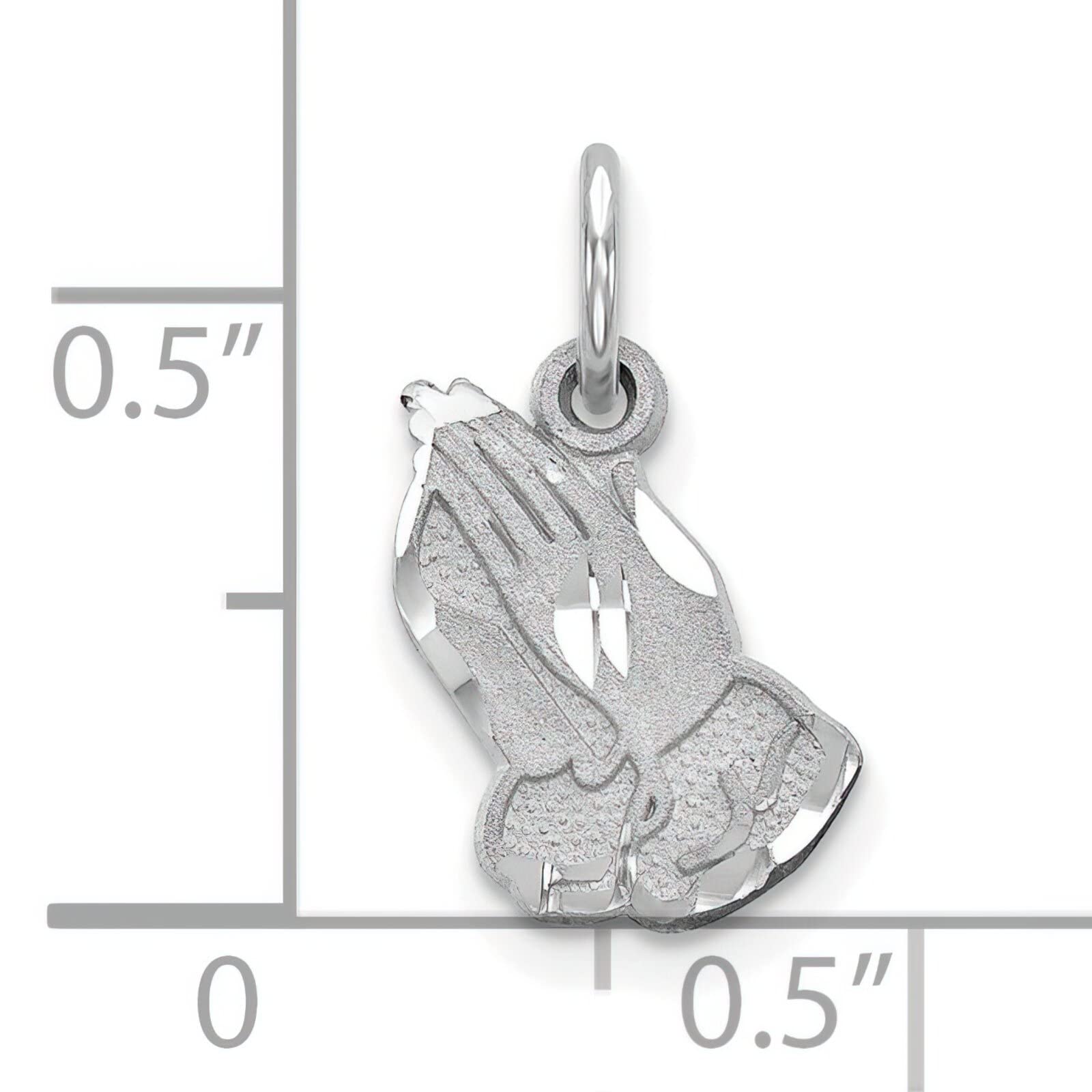 10K White Gold Praying Hands Charm Pendant Necklace - Religious Jewelry for Women & Men - Perfect for Prayer, Gifts & Special Occasions