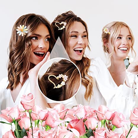 LIVECOOL 13 Pcs Korean Style Hair Clips Set - Women's Handmade Metal Hair Barrettes, Bobby Pins & Floral Hair Accessories in Gold (Perfect for Weddings, Parties & Everyday Styling)