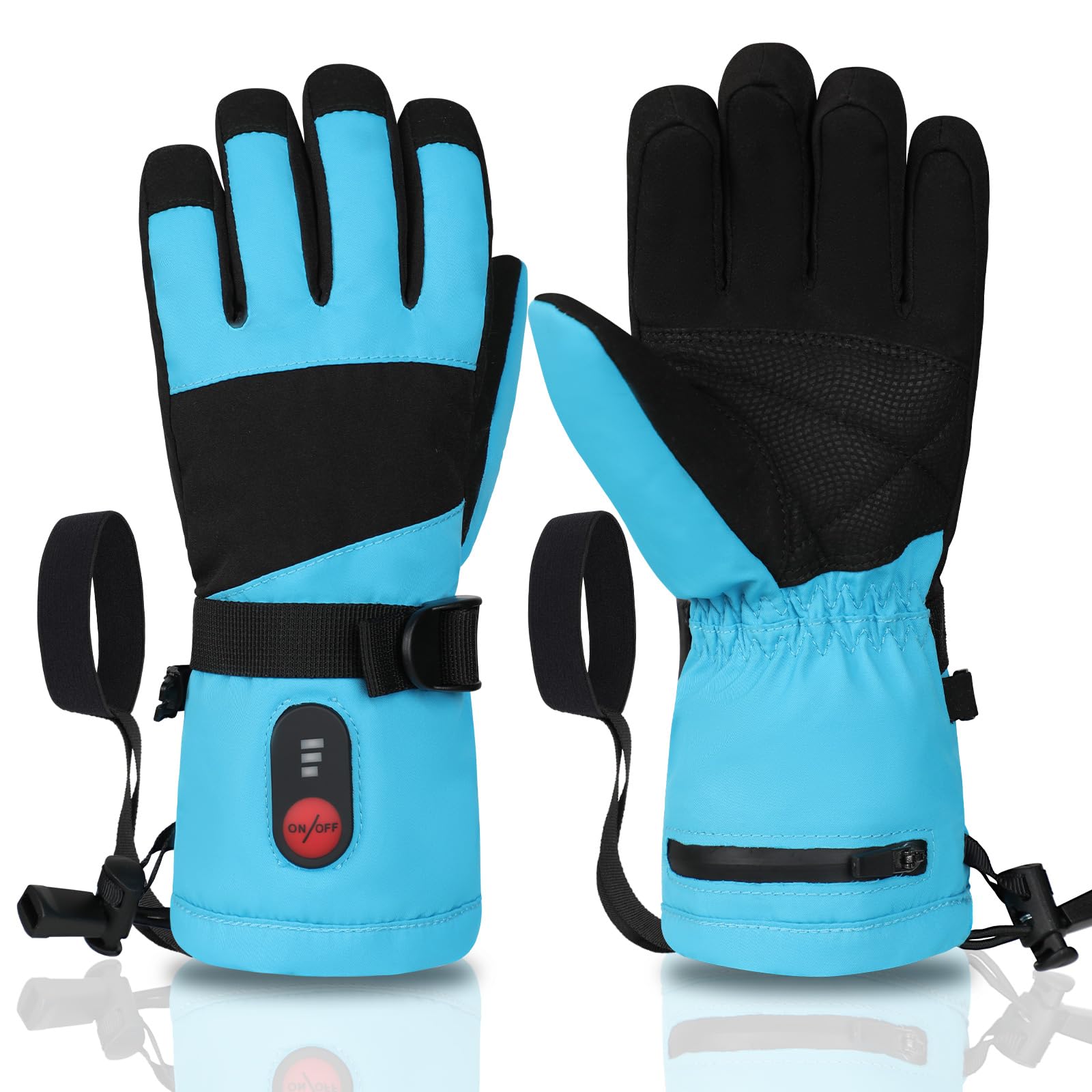 Kids Heated Gloves - Rechargeable Battery Winter Gloves with 3 Heat Settings, Waterproof & Windproof for Skiing, Snowboarding, Cycling - Perfect for Cold Weather Outdoor Activities & Winter Sports Gifts