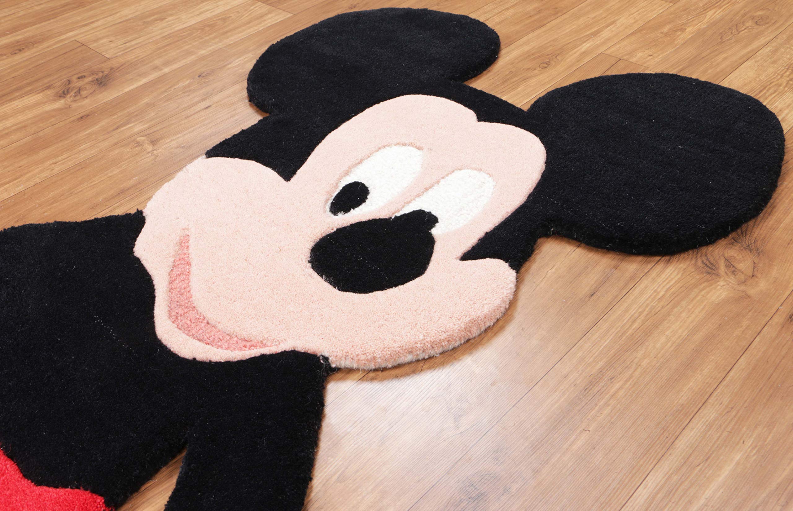 Disney Mickey Mouse 3'x5' Handmade Tufted 100% Wool Rug for Kids - Soft Nursery Carpet for Baby Boys & Girls Bedroom, Playroom Floor Decor