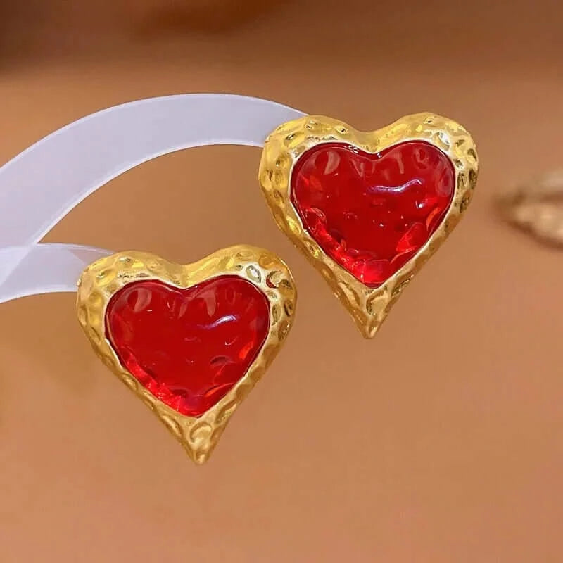 Vintage Red Heart Pendant Suede Choker Necklace for Women | HN2523 | Valentine's Day Gift, Romantic Date Jewelry, 90s Retro Accessory