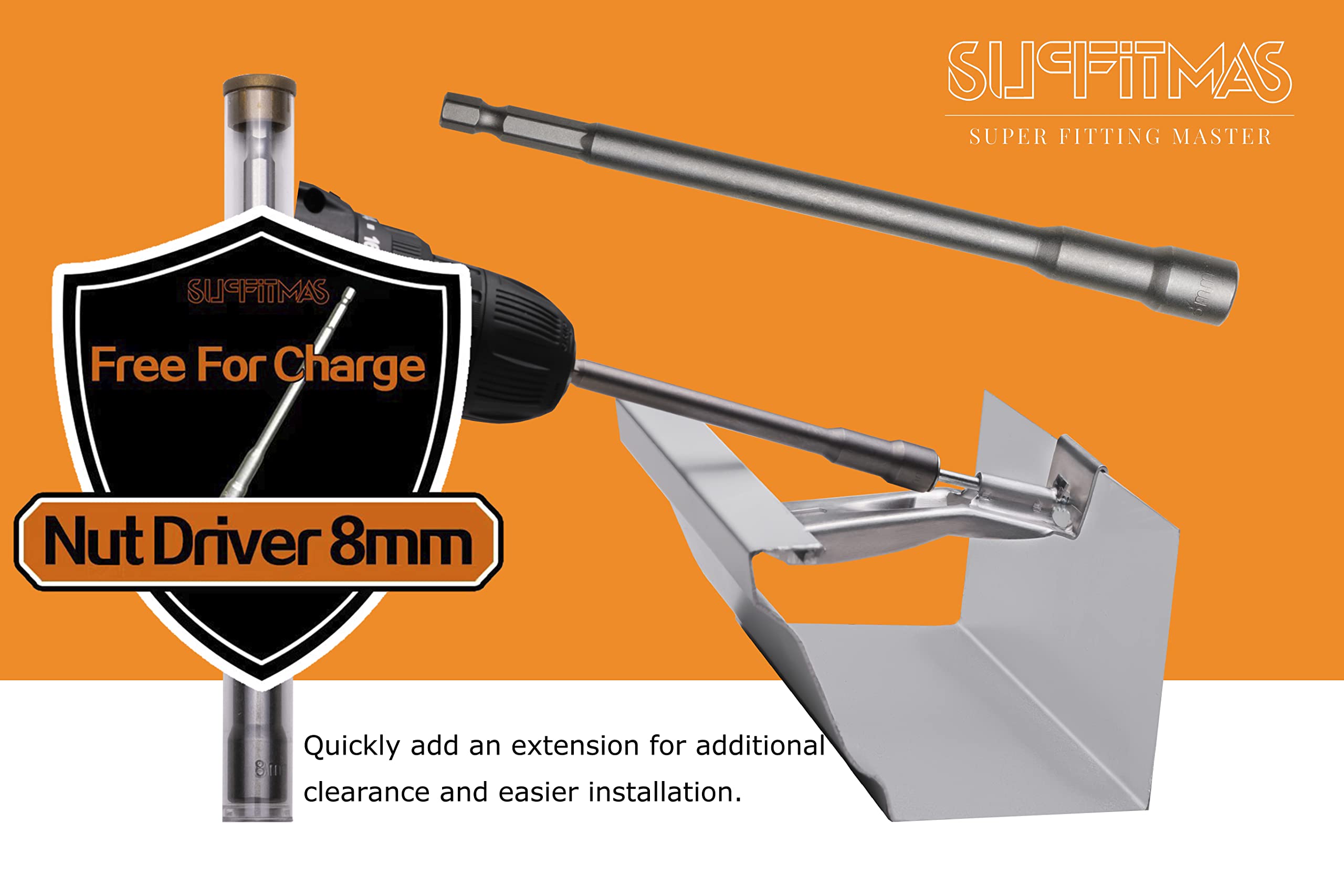6 Inch Gutter Hangers - 22 Pack (24 Count + Free Nut Driver) | Premium Hidden Rain Gutter Guard Bracket Hooks with Screw Clip | Heavy Duty Gutter Reinforcement for Home Roof Protection & Water Drainage