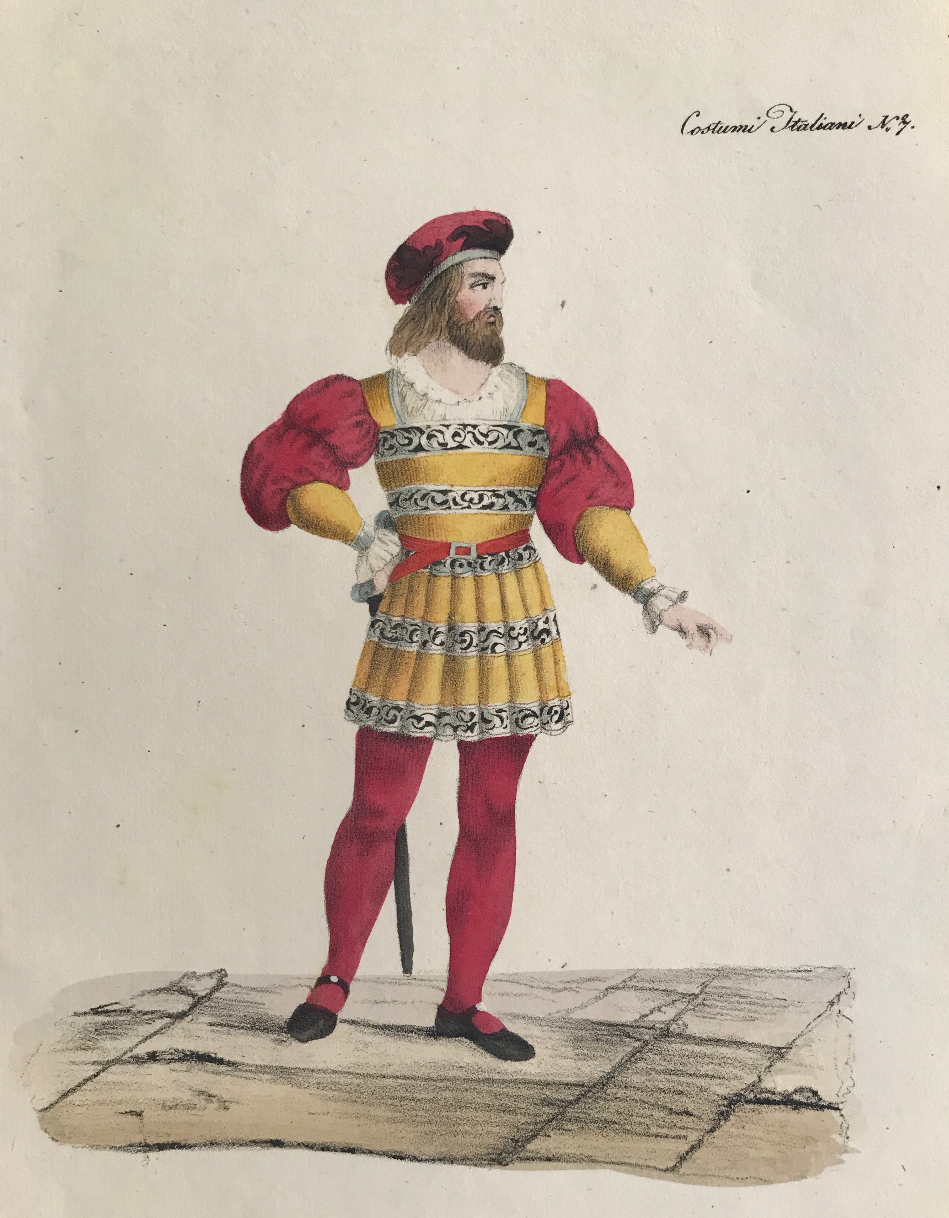 1799 Italian Courtly Clothing Design Stencils - Venetian Gentleman & Soldier Costume Templates | Perfect for Historical Reenactments, Theater Costumes & Renaissance Fairs