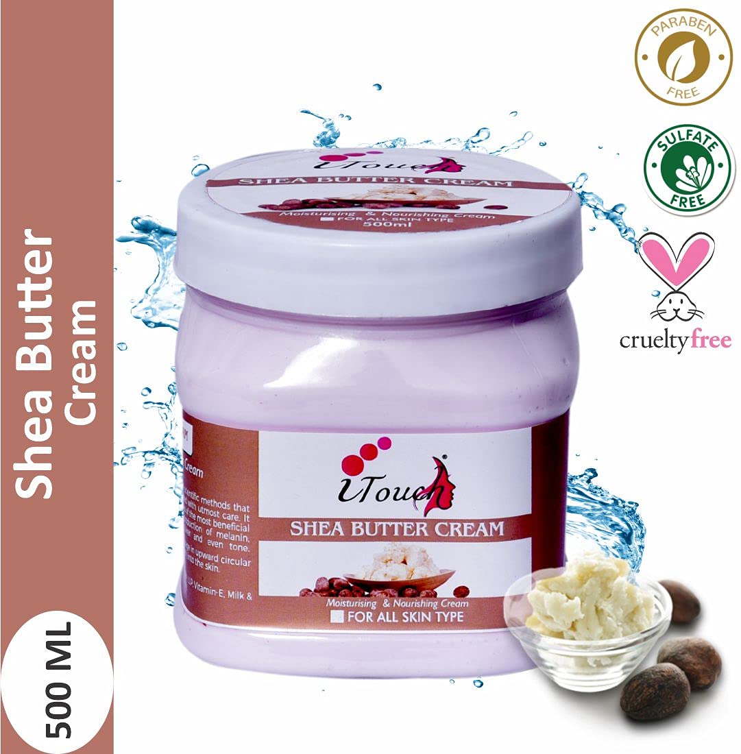 Pure Natural Shea Butter Cream for Skin Whitening & Massage - 500ml | Organic Moisturizer for Dry Skin, Body & Face Care | Perfect for Spa, Home Use & Gifts