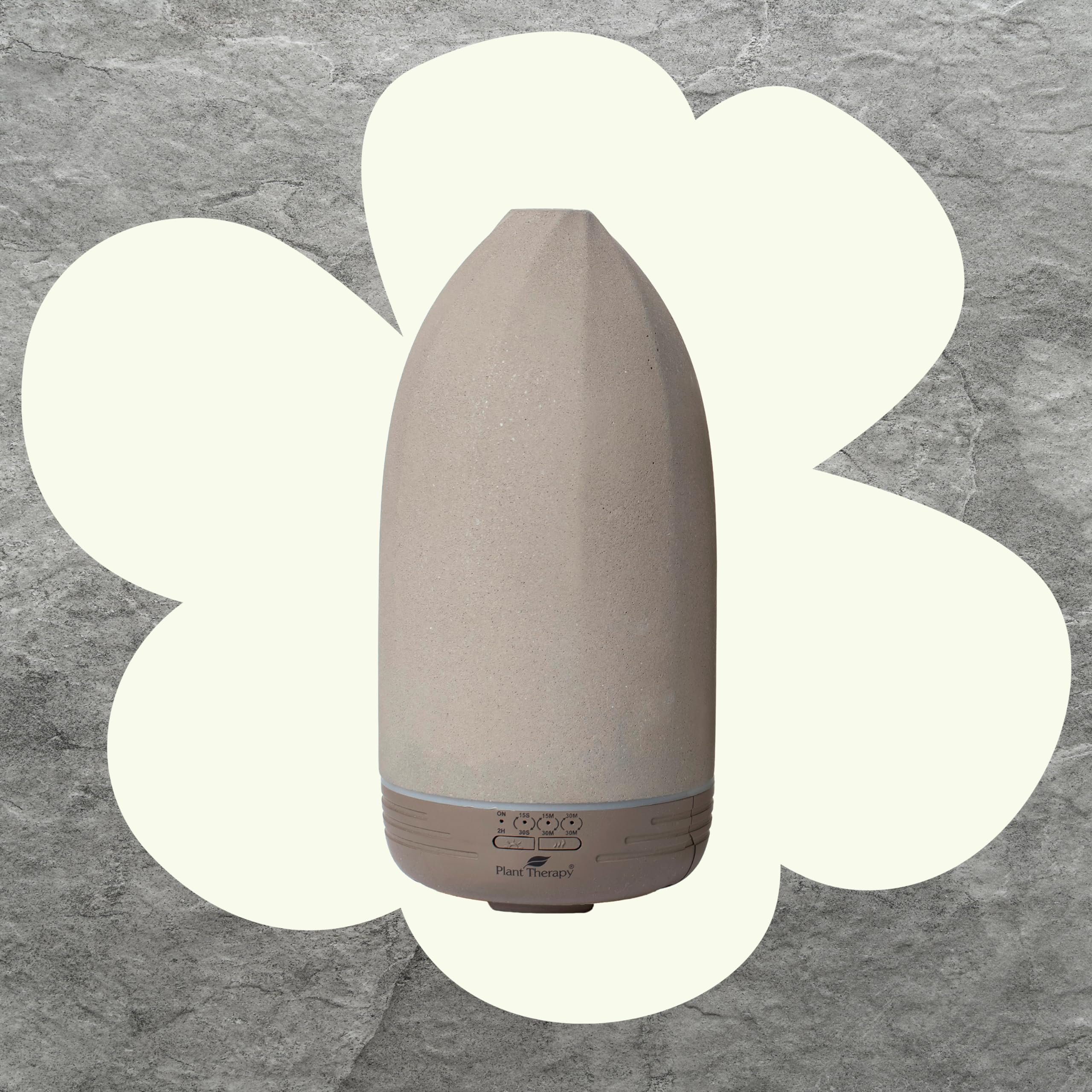 Plant Therapy Metro Stone Diffuser Gray - Ultrasonic Essential Oil Diffuser for Aromatherapy, 8-Hour Runtime with Auto Shut-Off, 4 Timer Settings & Soothing LED Lights - Perfect for Home, Office, Yoga Studio or Spa Relaxation