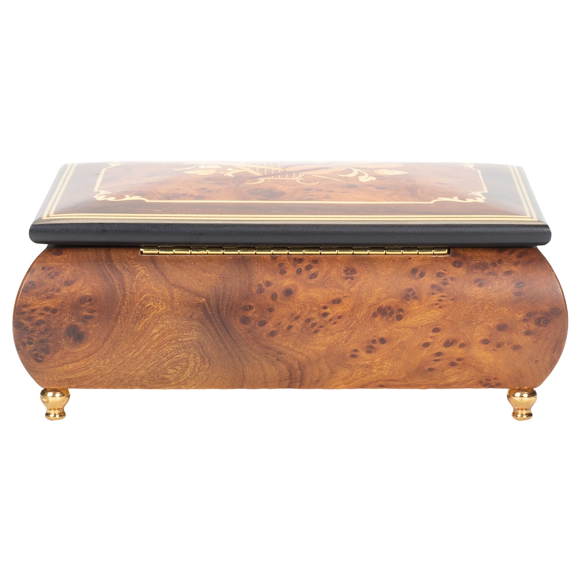 Handcrafted Sorrento Italian Inlaid Music Box & Jewelry Box with Harp Design - Customizable Tune Options, Elegant Matte Finish | Perfect Gift for Weddings, Anniversaries & Home Decor