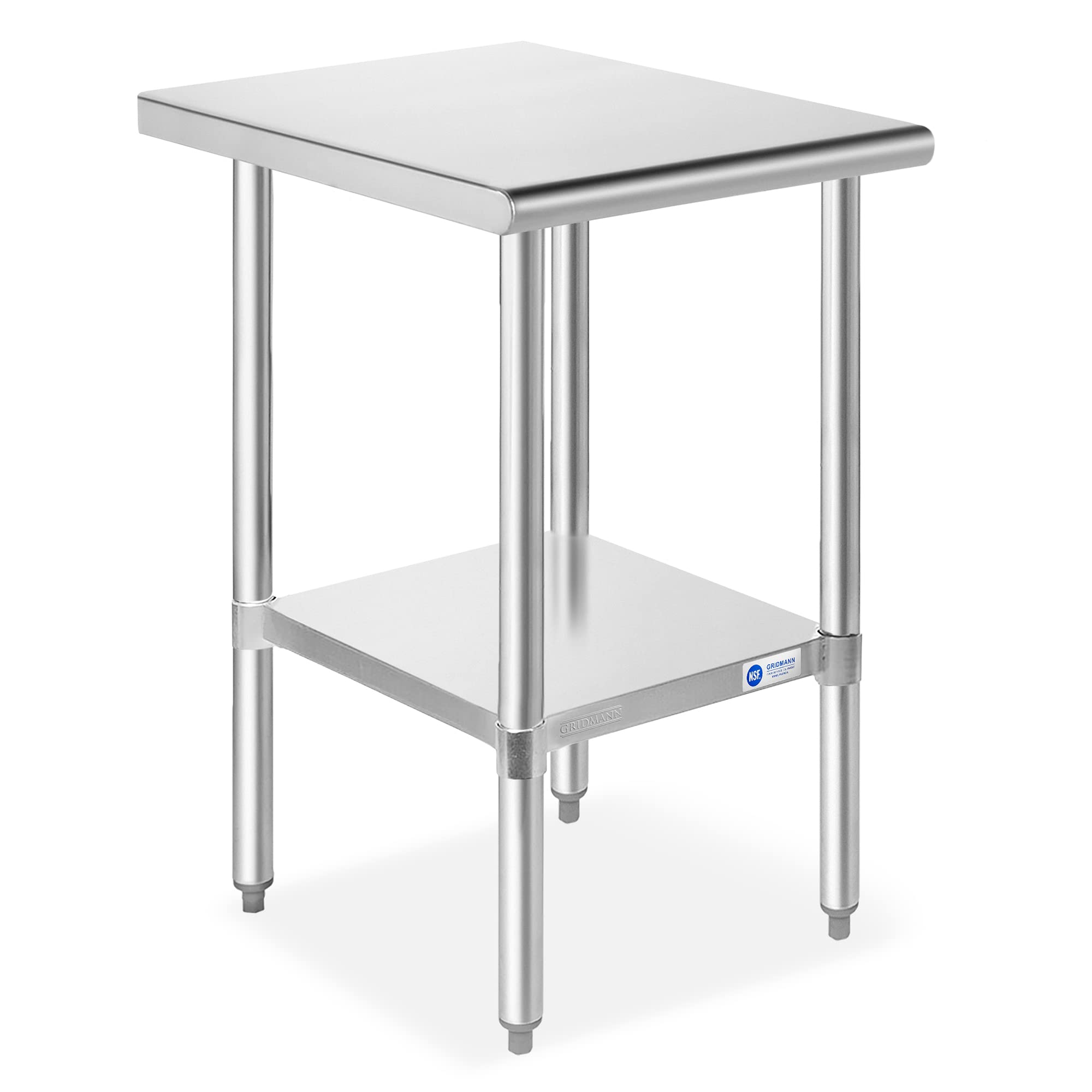 GRIDMANN 18x30 Inch NSF Certified Stainless Steel Work Table with Under Shelf - Heavy Duty Commercial Kitchen Prep Table for Restaurant, Bakery, Food Truck & Home Use