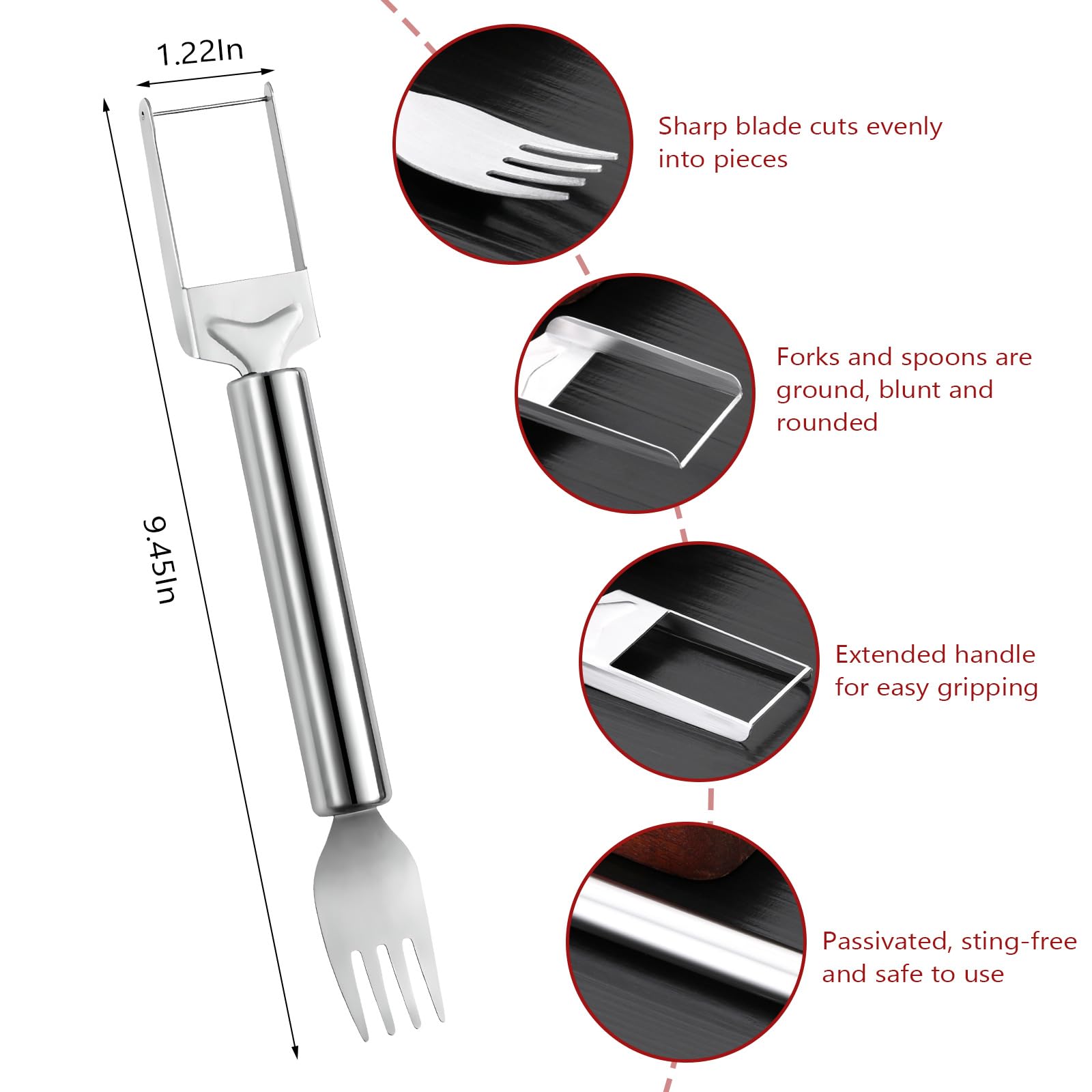 2-in-1 Stainless Steel Fruit Cutter & Watermelon Slicer - Dual Head Kitchen Tool for Easy Fruit Cutting | Perfect for Home, Picnics, BBQs & Party Food Prep (Silver)