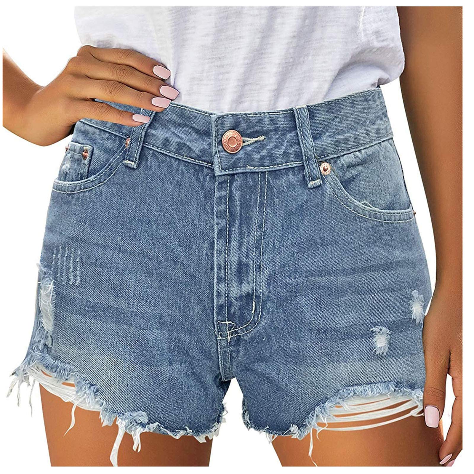 Women's Ripped Denim Shorts - Distressed Frayed Hem Casual Jean Shorts for Women | Perfect for Summer, Workout & Streetwear Fashion