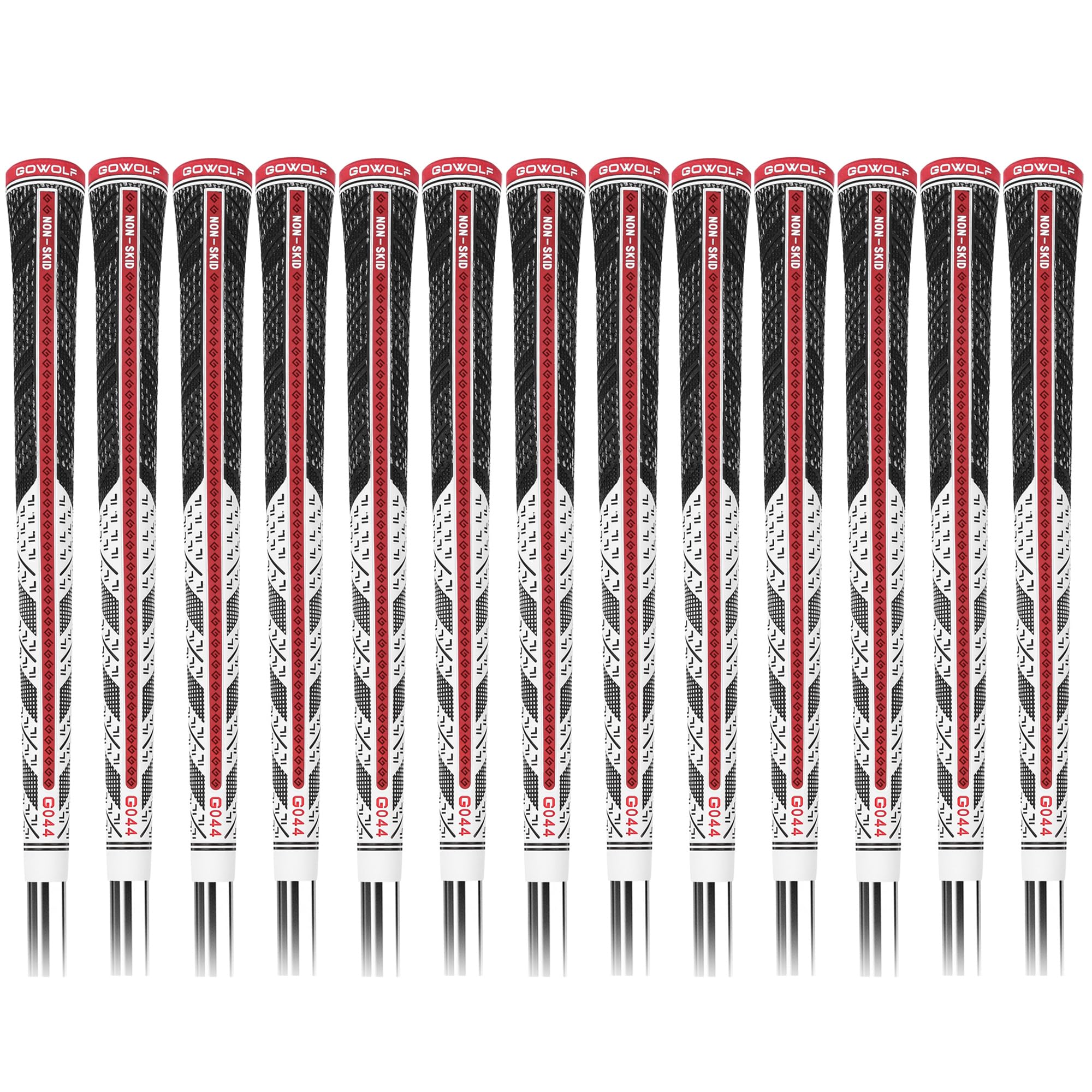 Gowolf 2024 New Cross Corded Rubber Golf Grips - 13 Pack with Free 15 Tapes | Improved Control Multi-Compound Hybrid Golf Club Grips for Enhanced Performance | Perfect for Driving Range, Tournament Play & Golf Practice