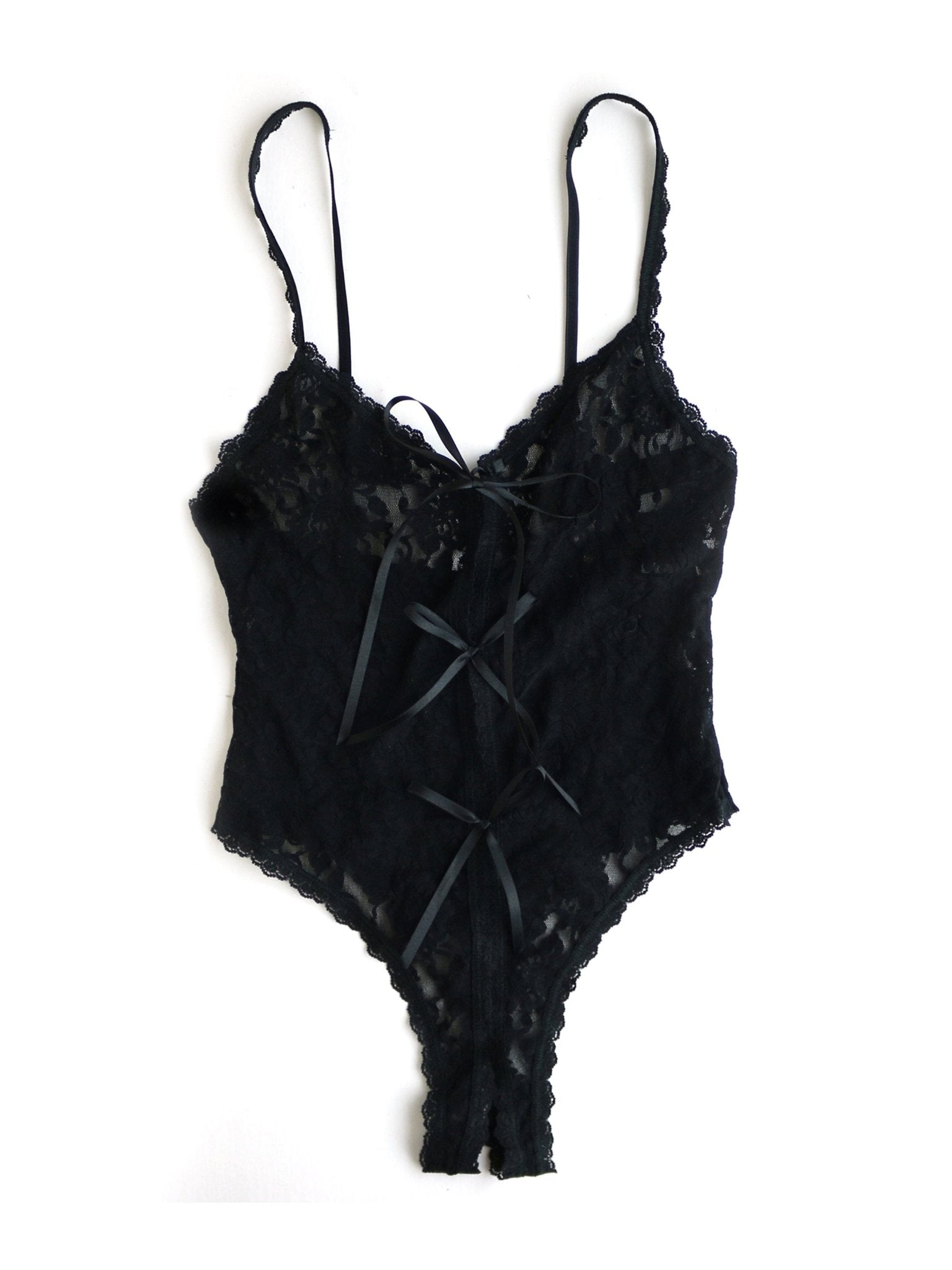 Oh Signature Lace Crotchless Teddy Lingerie for Women - Sexy Open-Crotch Bodysuit for Valentines Day & Romantic Nights - Plus Size Available