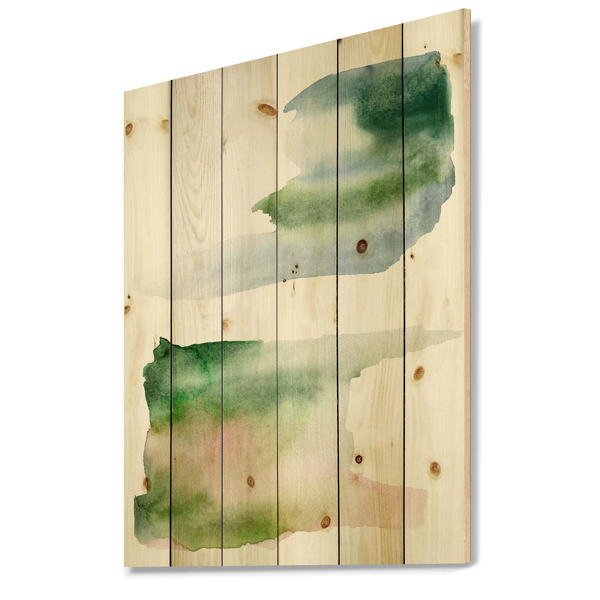 Modern Abstract Wood Wall Art - Blue, Pink & Green Spots Clouds Design on Natural Pine Wood | Large Contemporary Wood Wall Decor Panels for Living Room, Bedroom & Office