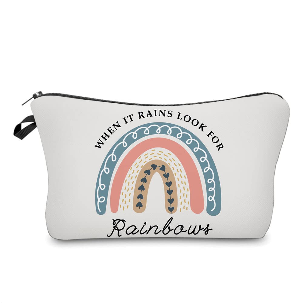 Inspirational Rainbow Makeup Bag for Women - Waterproof Cosmetic Pouch, Travel Toiletry Organizer - Perfect Gift for Girls, Boho Style Purse Accessory - Great for Travel, Gym & Daily Use