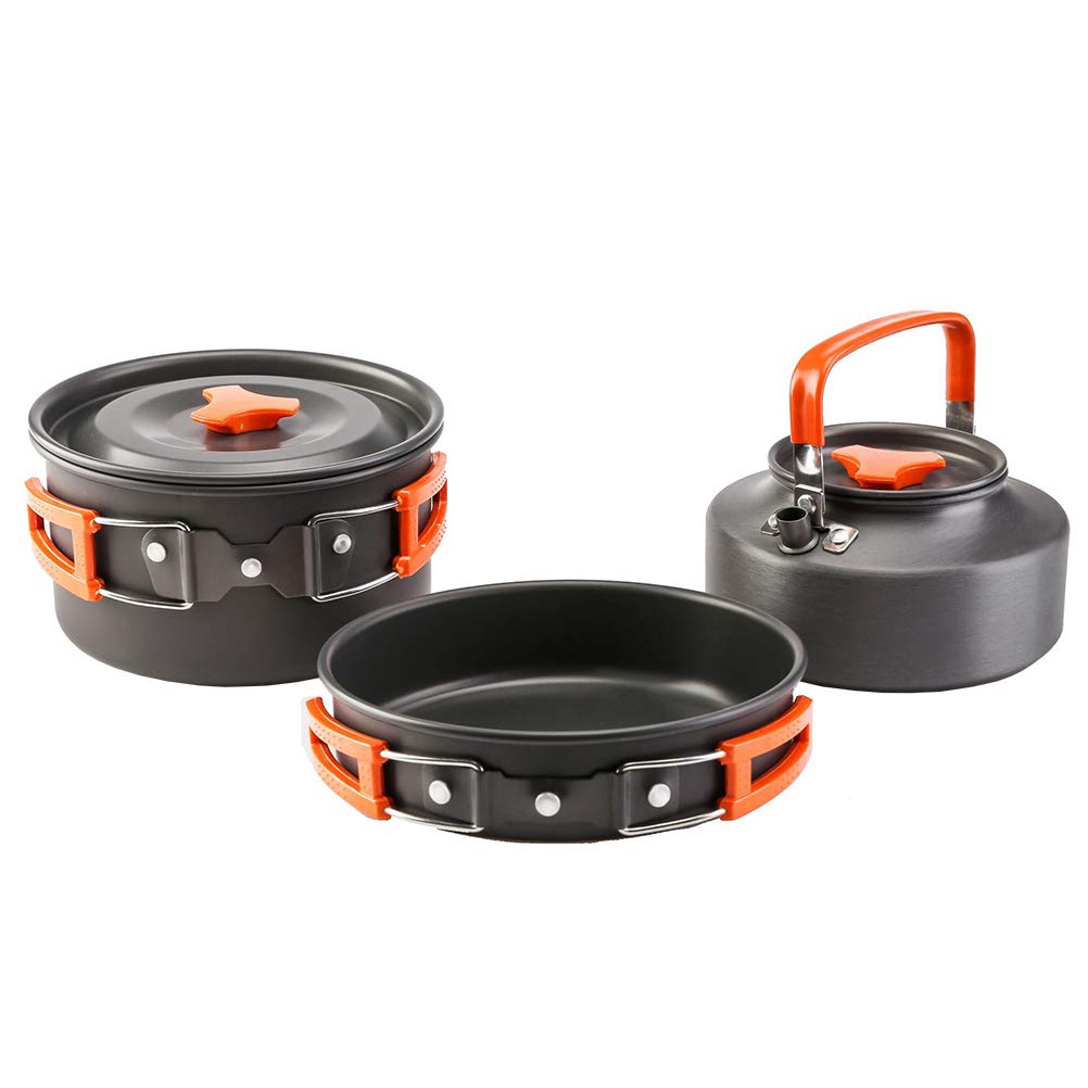 VICASKY Portable Camping Cookware Set - Lightweight Aluminum Alloy Cooking Pot & Kettle for Outdoor Backpacking, Hiking, Picnics and Emergency Preparedness