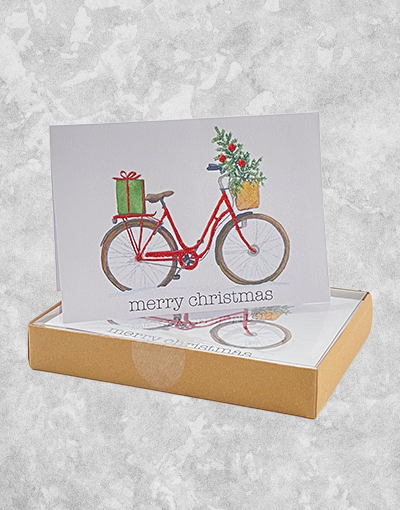 15 Count Boxed Christmas Bicycle Greeting Cards - Perfect for Holiday Wishes, Seasonal Decor & Gift Giving