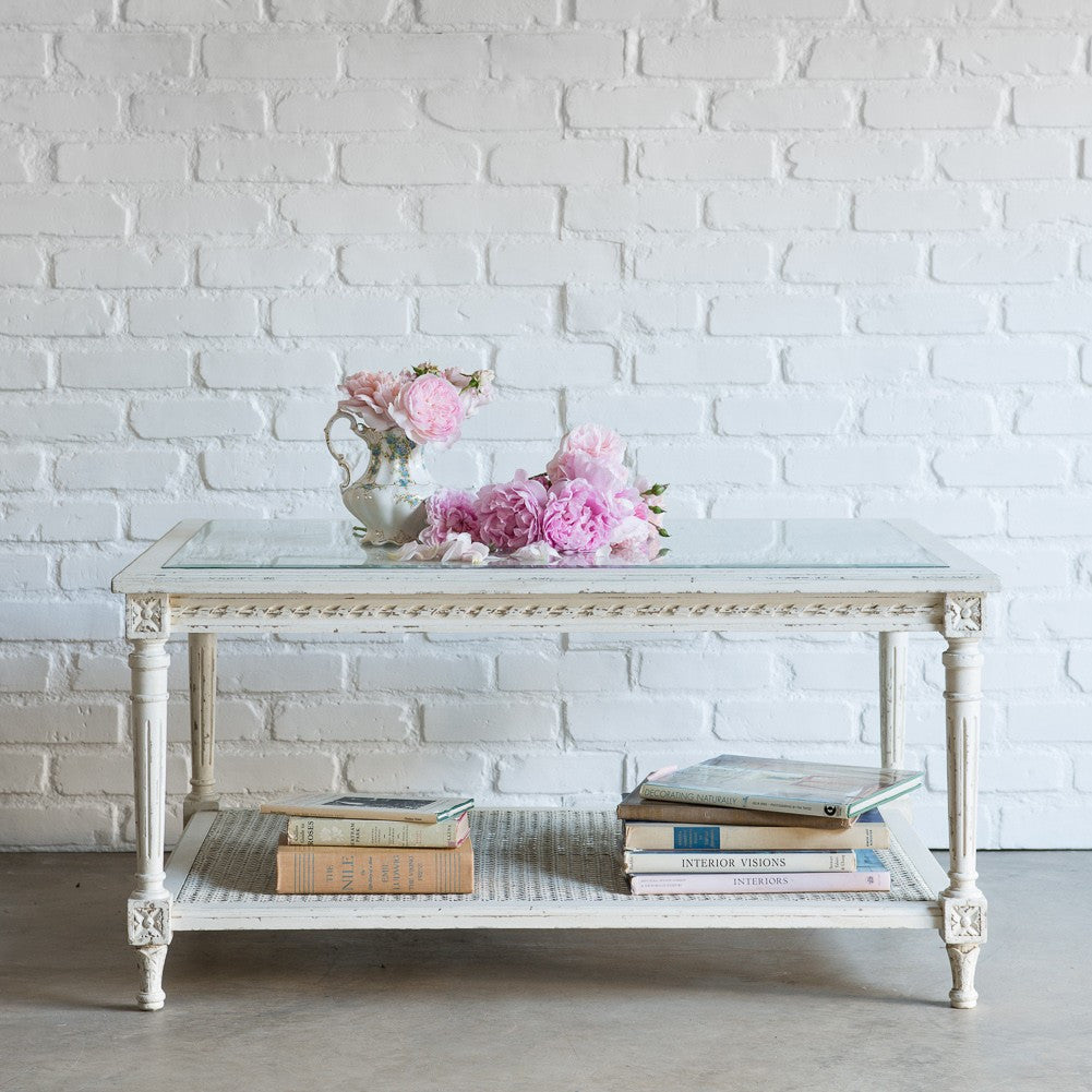 Modern Wooden Cane Coffee Table - Mid-Century Style Living Room Furniture for Small Spaces - Perfect for Apartments, Studios & Cozy Home Decor