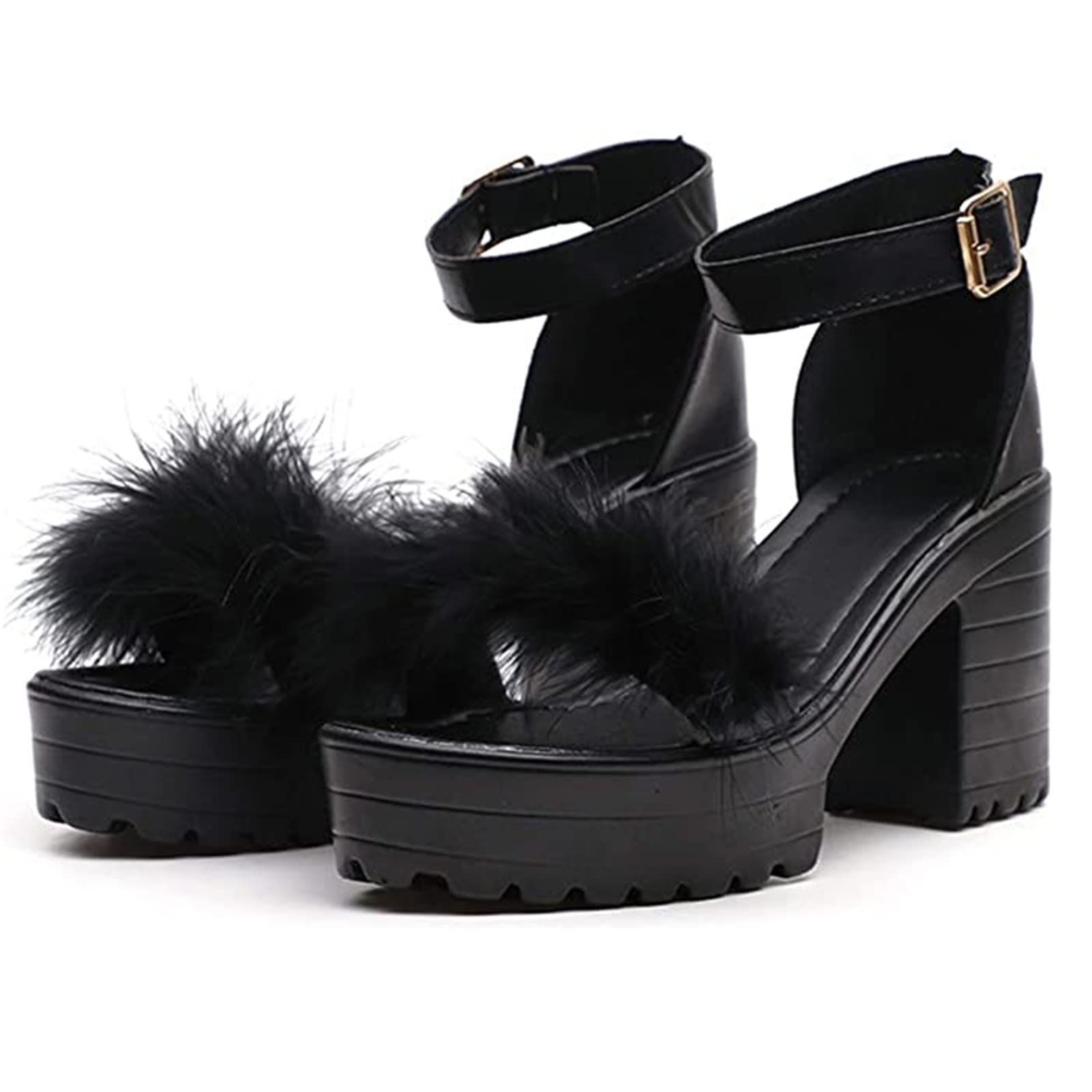 Women's Strappy Ankle Strap Heel Sandals - Cute Low Block Heel Open Toe Dressy Summer Shoes in Black Size 10 | Perfect for Casual Outings, Date Nights & Beach Weddings