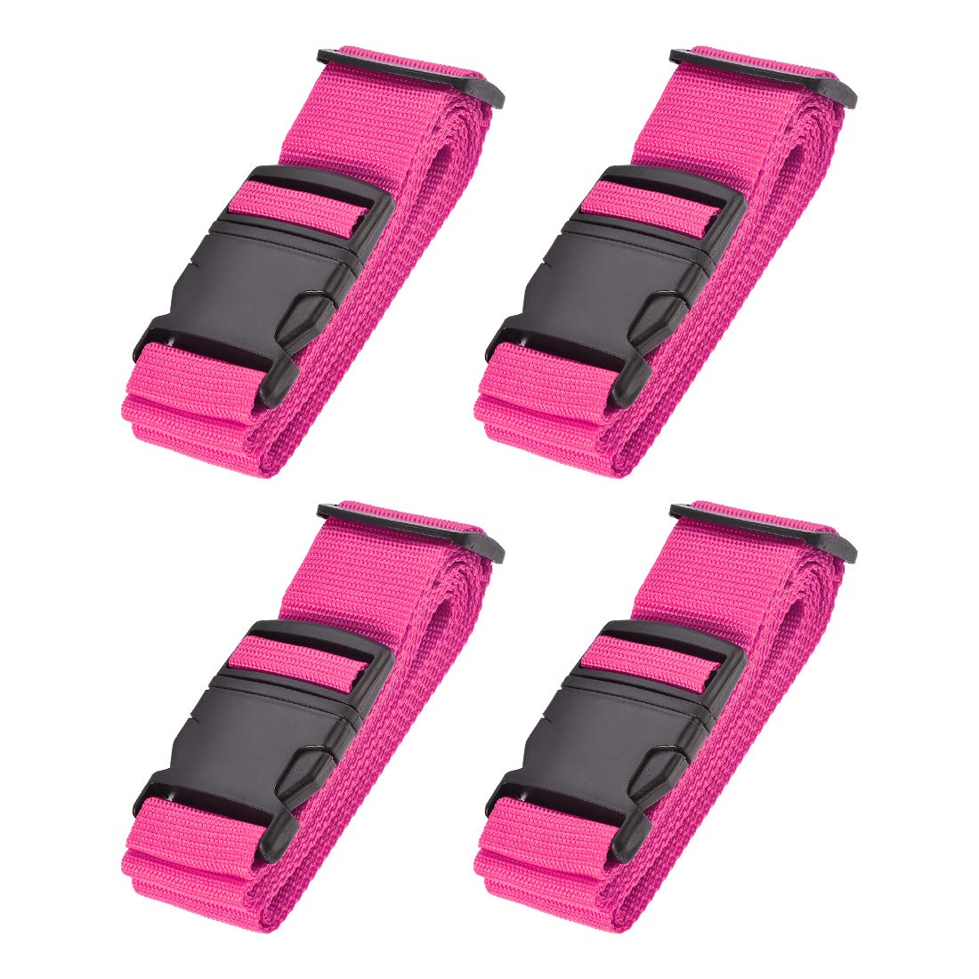 Adjustable Luggage Straps with Buckle - 4Pcs Rose Red - Travel Packing Accessories for Suitcases & Bags