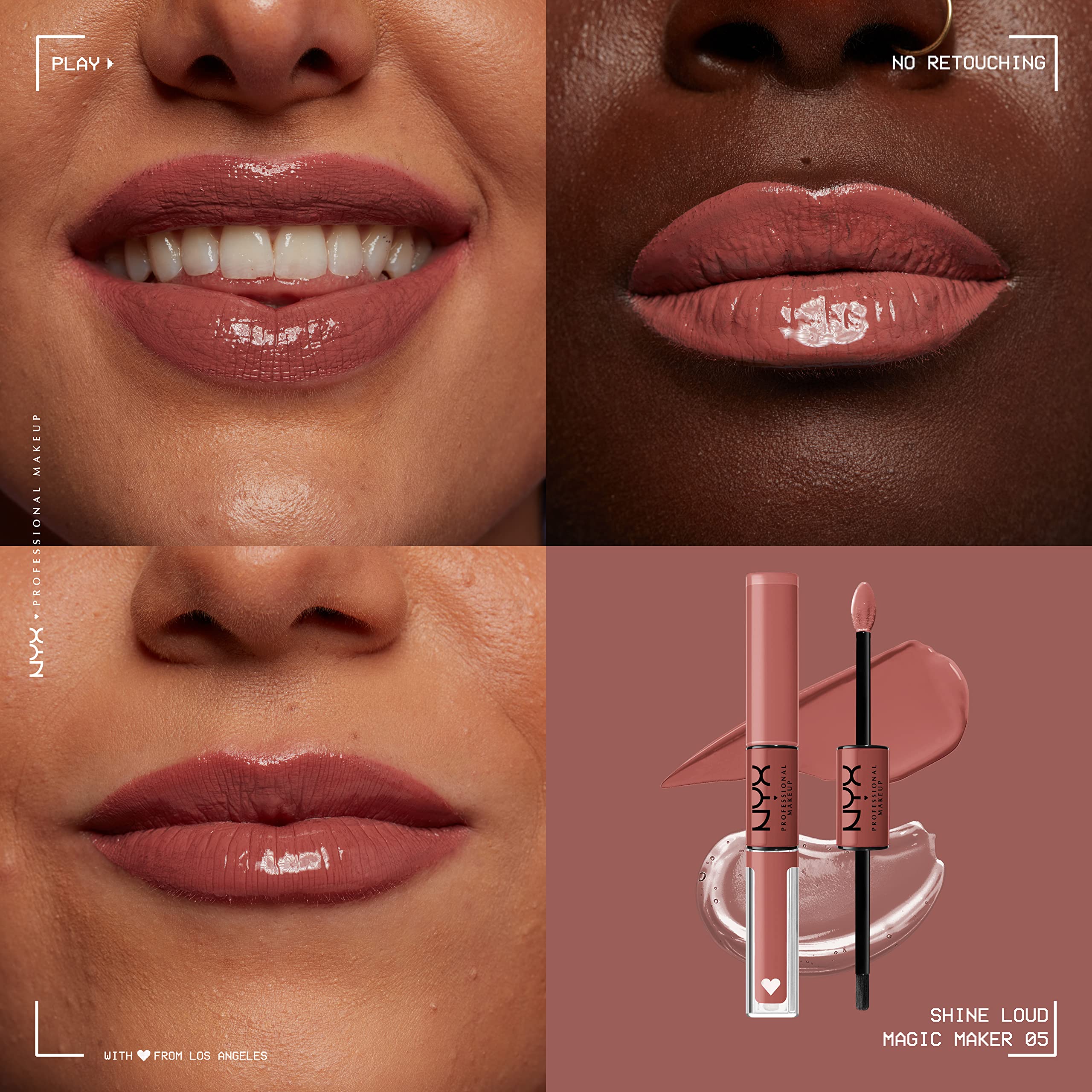NYX PROFESSIONAL MAKEUP Shine Loud High Pigment Liquid Lipstick with Clear Gloss Top Coat - Long Lasting, Vegan & Cruelty Free - Magic Maker (Dusty Nude Mauve) - Perfect for Parties, Date Nights & Special Occasions