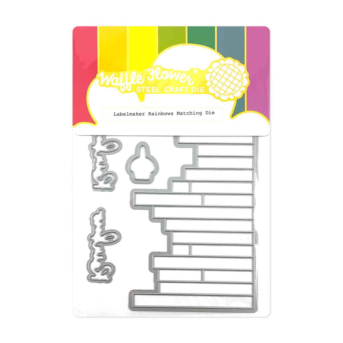 Waffle Flower Labelmaker with Rainbow Design & Matching Die – Perfect for Scrapbooking, Card Making, and DIY Crafts