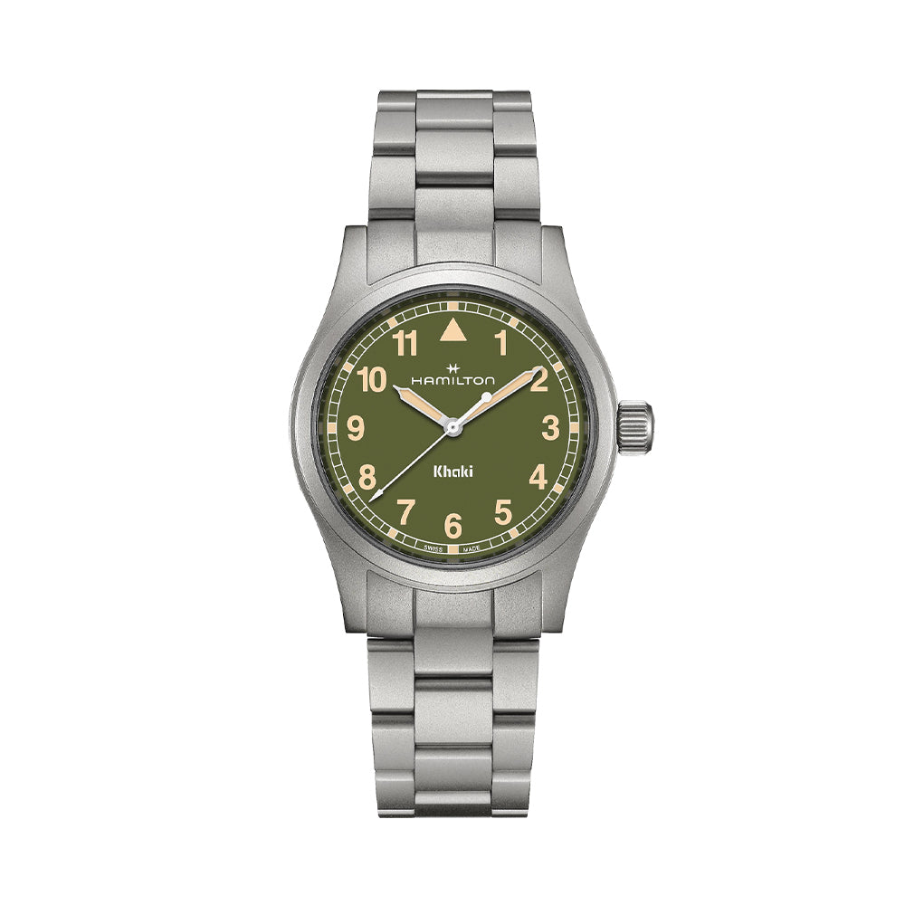 Khaki Field Quartz 38mm Watch - Green Dial with Bracelet for Men | Military Style Casual & Outdoor Wear