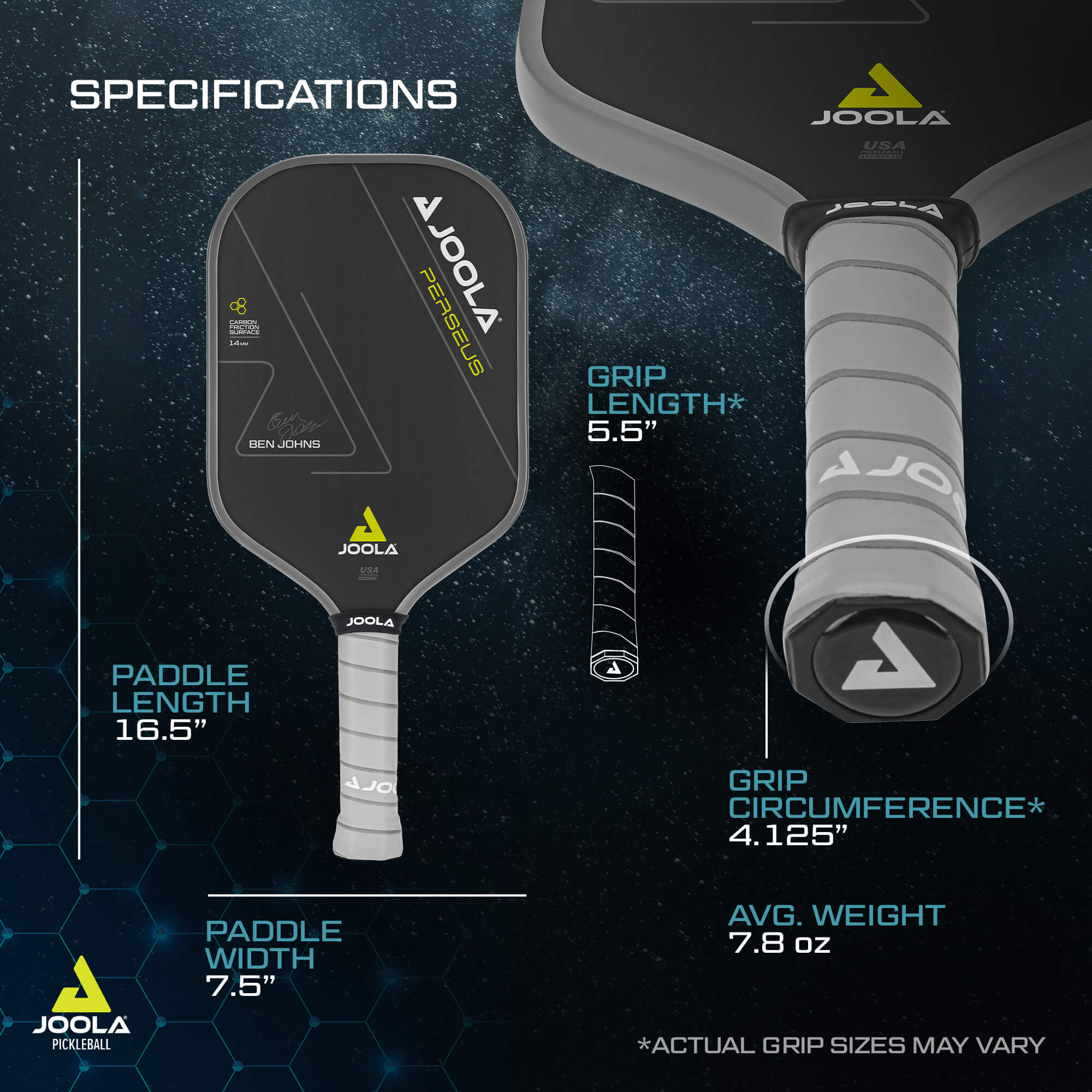 JOOLA Ben Johns Perseus CFS Pickleball Paddle - Premium Carbon Fiber Surface for Power & Control - Demo Rental Available - Perfect for Tournaments & Recreational Play
