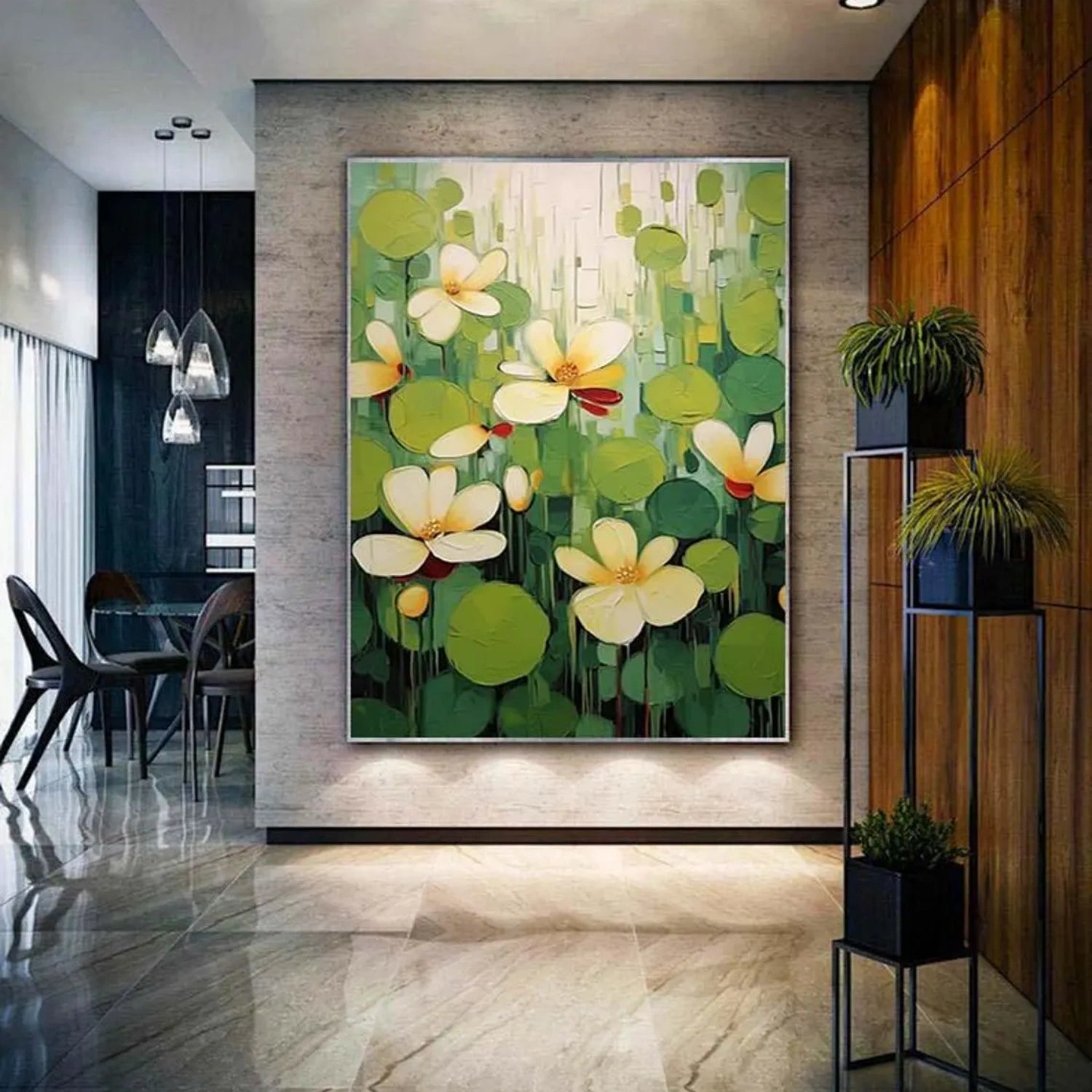 Beautiful Flower and Tree Painting #FT 202 - Handmade Canvas Wall Art for Home & Office Decor - Perfect for Living Room, Bedroom or Gift
