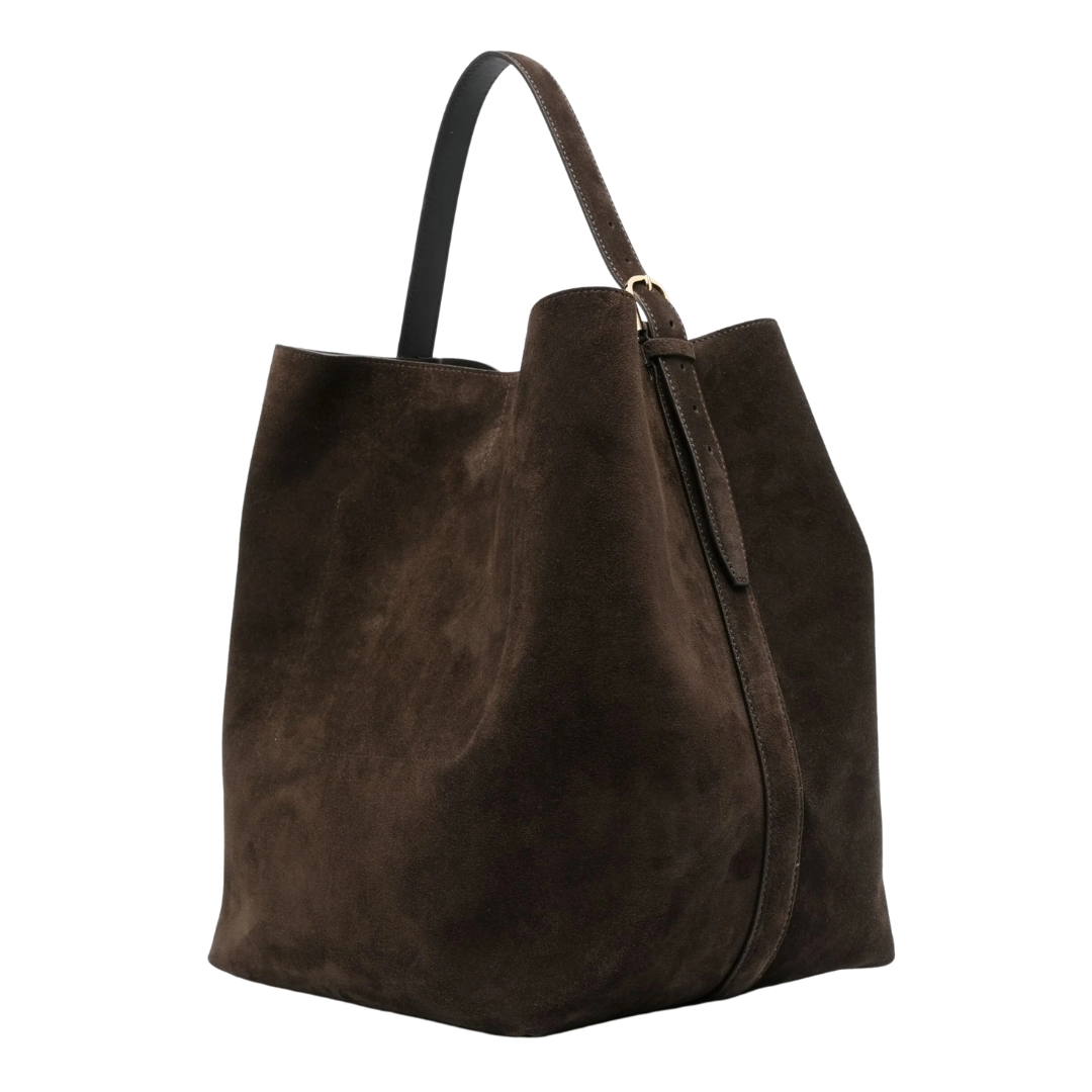 Premium Espresso Suede Belted Tote Bag for Women - Stylish Leather Shoulder Handbag - Perfect for Work, Travel & Everyday Use