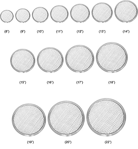 WSHA 5-Pack Aluminum Pizza Screens - Nonstick Baking Pans for Oven & BBQ (7,8,10,12,14,16 Inch) - Perfect for Home Pizza Making, Restaurant Use & Outdoor Grilling