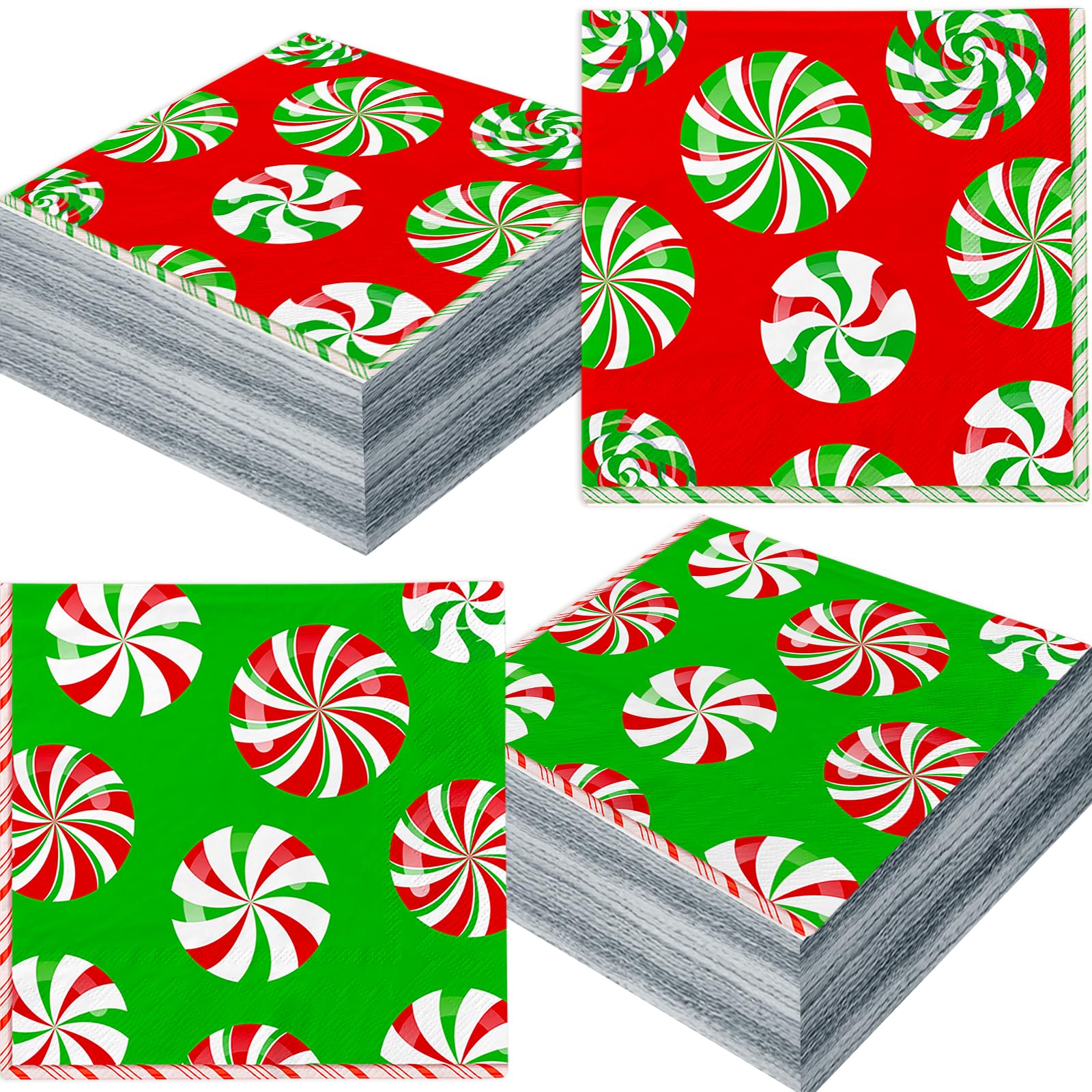 48Pcs Christmas Candy Cane Party Decorations Set - Holiday Napkins & Tableware for Christmas Party Supplies, Candy Cane Themed Party Decor - Perfect for Christmas Celebrations, Office Parties & Family Gatherings