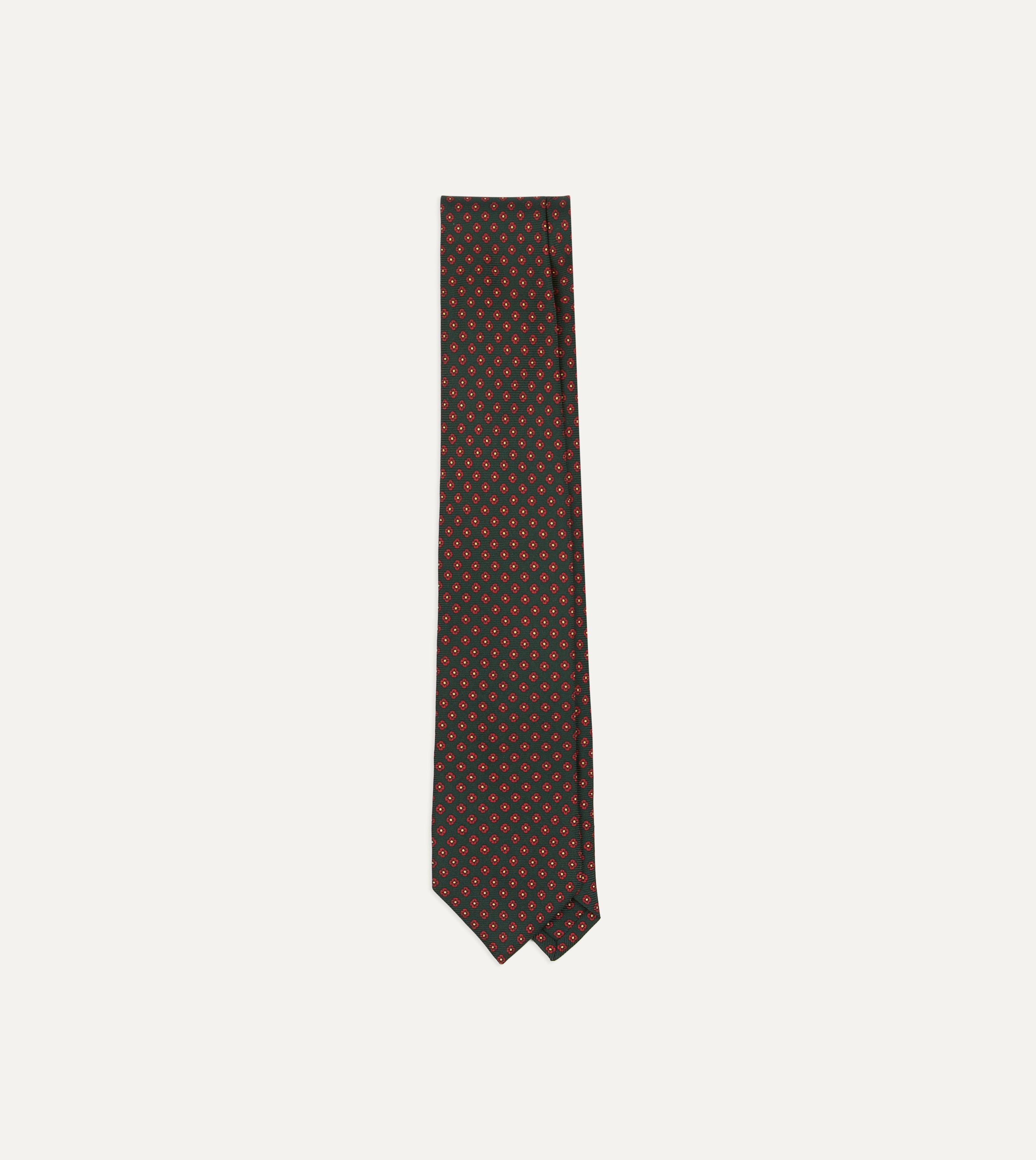 Elegant Green Micro Geometric Print Silk Twill Necktie for Men - Perfect for Business, Weddings & Formal Occasions