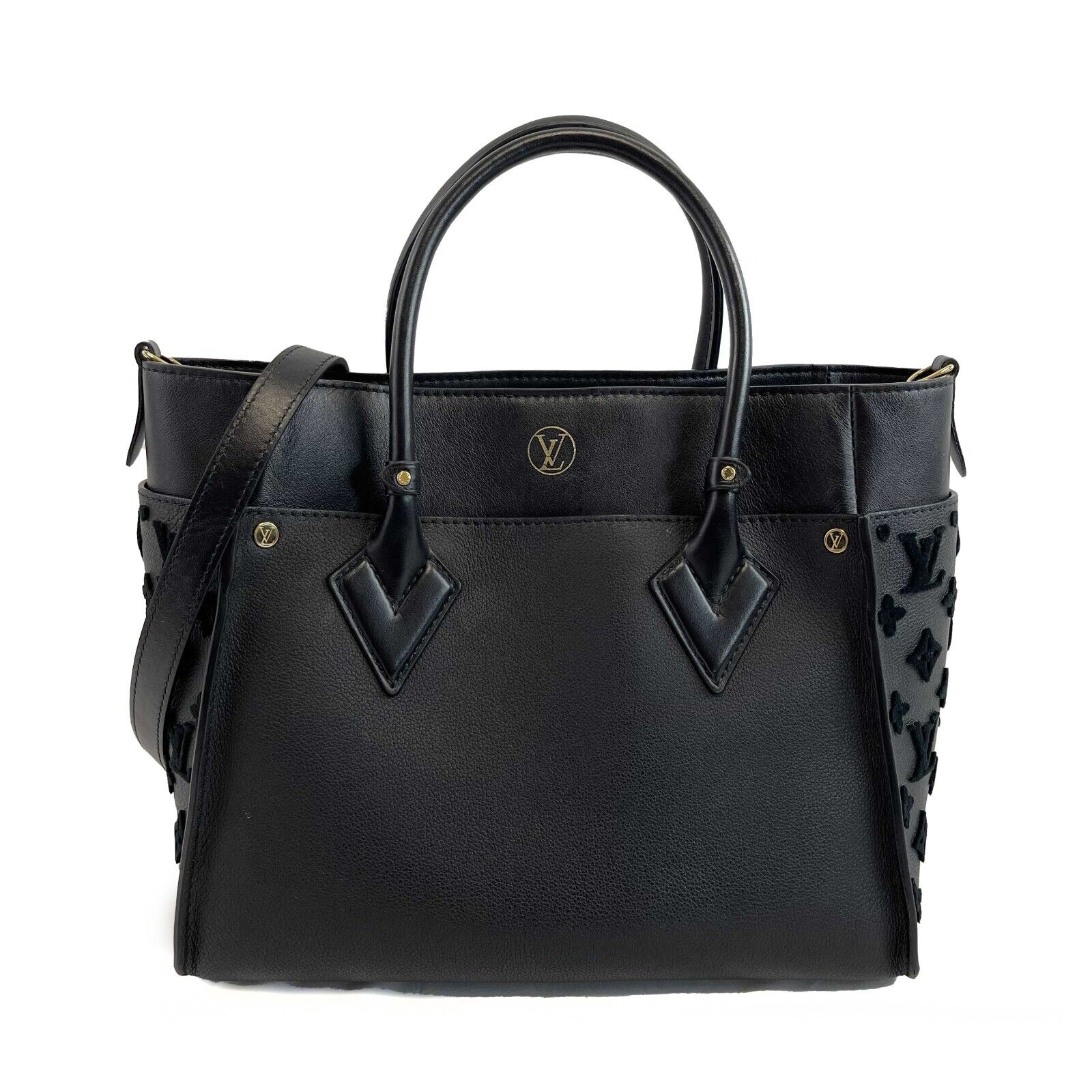 Louis Vuitton On My Side Monogram Noir Black Tufting Tote Crossbody Handbag for Women - Luxury Designer Shoulder Bag for Work, Travel & Everyday Use