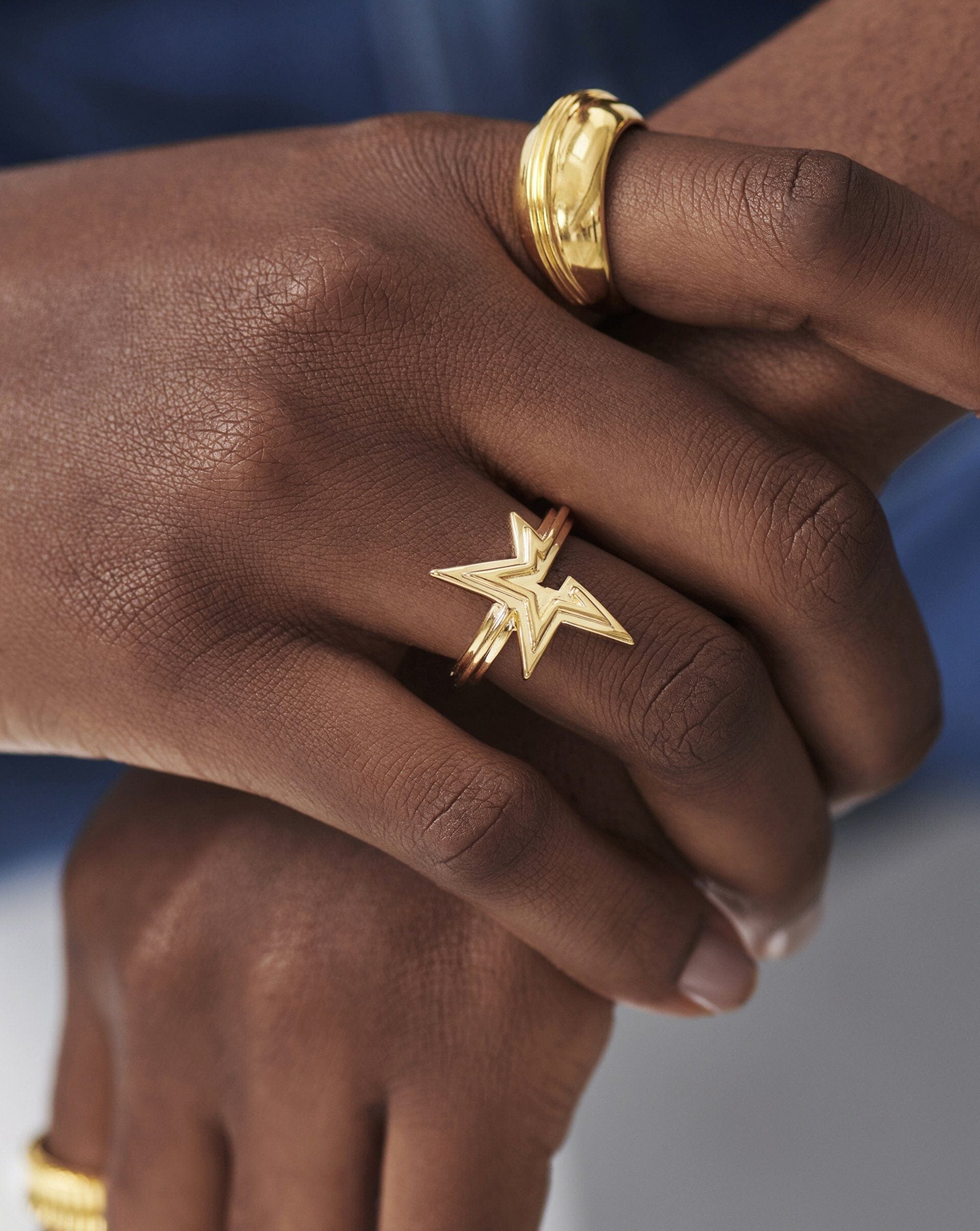Celestial Ridge Star Ring - 18k Gold Vermeil Stackable Ring for Women, Dainty Gold Star Jewelry Gift for Her | Perfect for Everyday Wear, Date Nights & Special Occasions