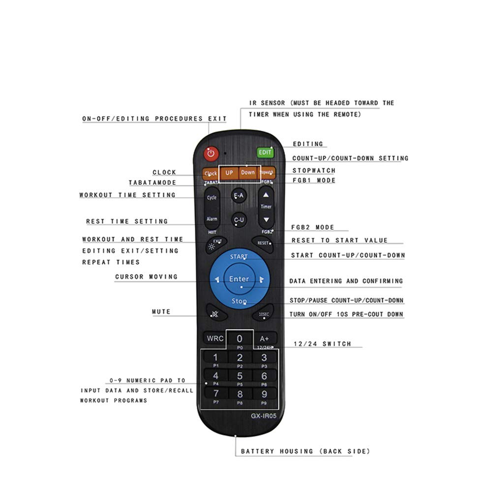 GX-IR05 Multifunctional LED Digital Timer Remote Controller for Gym, Fitness, and Home Workouts - Wireless Remote Control with Timer Function for Exercise Equipment