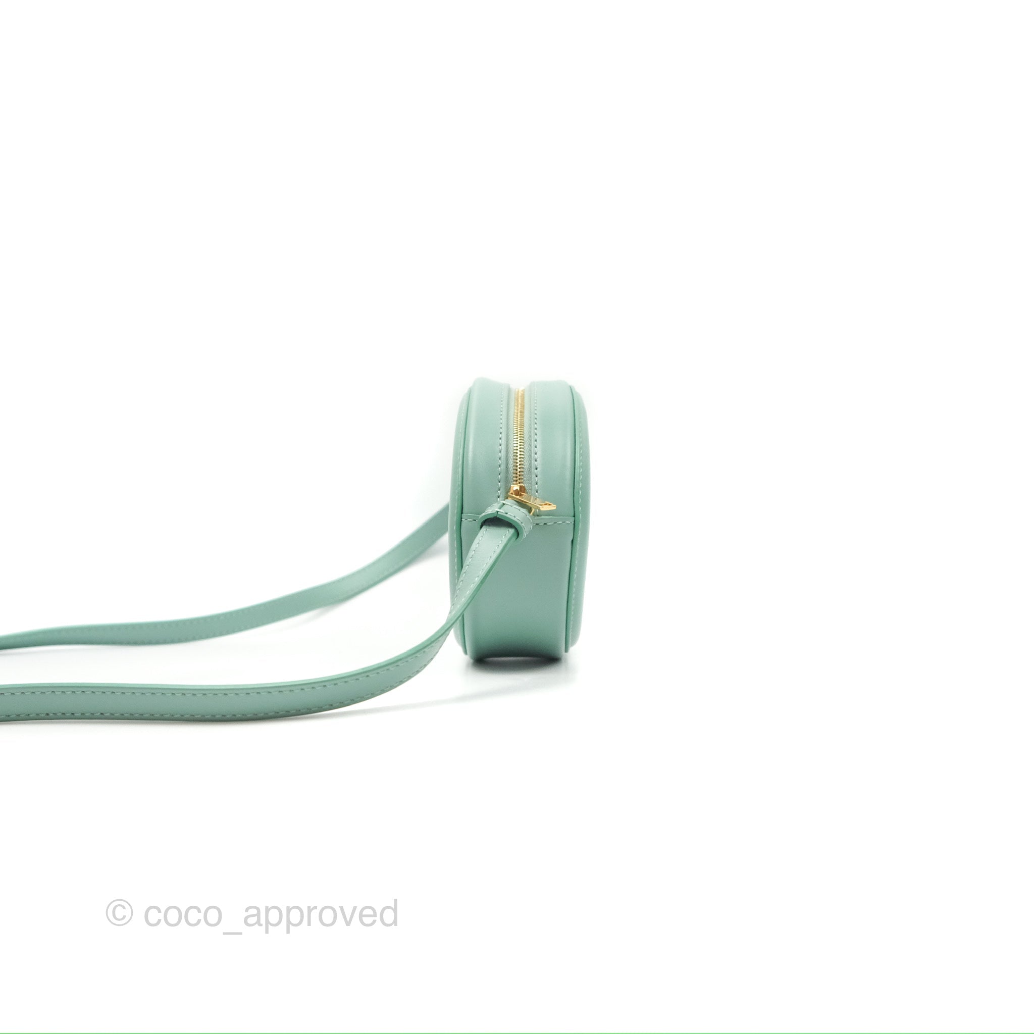 Celine Oval Bag Triomphe in Ice Mint Calfskin Leather - Luxury Crossbody Purse for Women, Perfect for Date Night & Evening Events