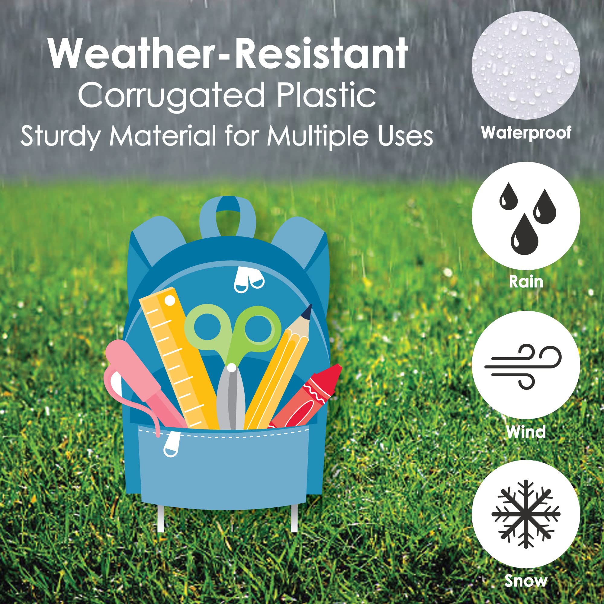 Big Dot of Happiness Back to School Decorations - 10-Piece Outdoor Yard Set with Backpack, School Bus & Apple on Books - Perfect for First Day Classroom Decor & Lawn Displays