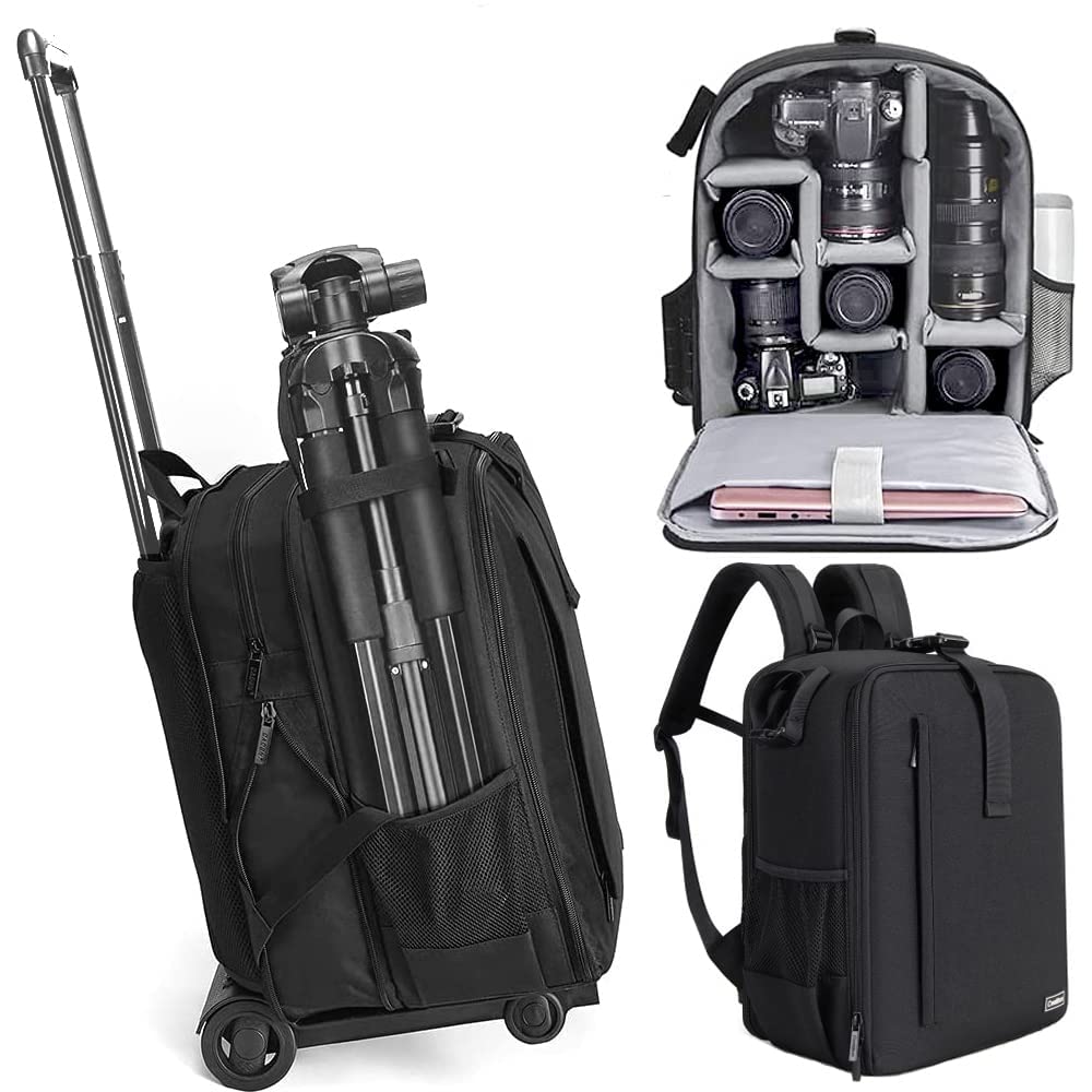 Cwatcun Anti-Theft Waterproof Camera Backpack with Tripod Holder & Laptop Compartment - Fits 15.6