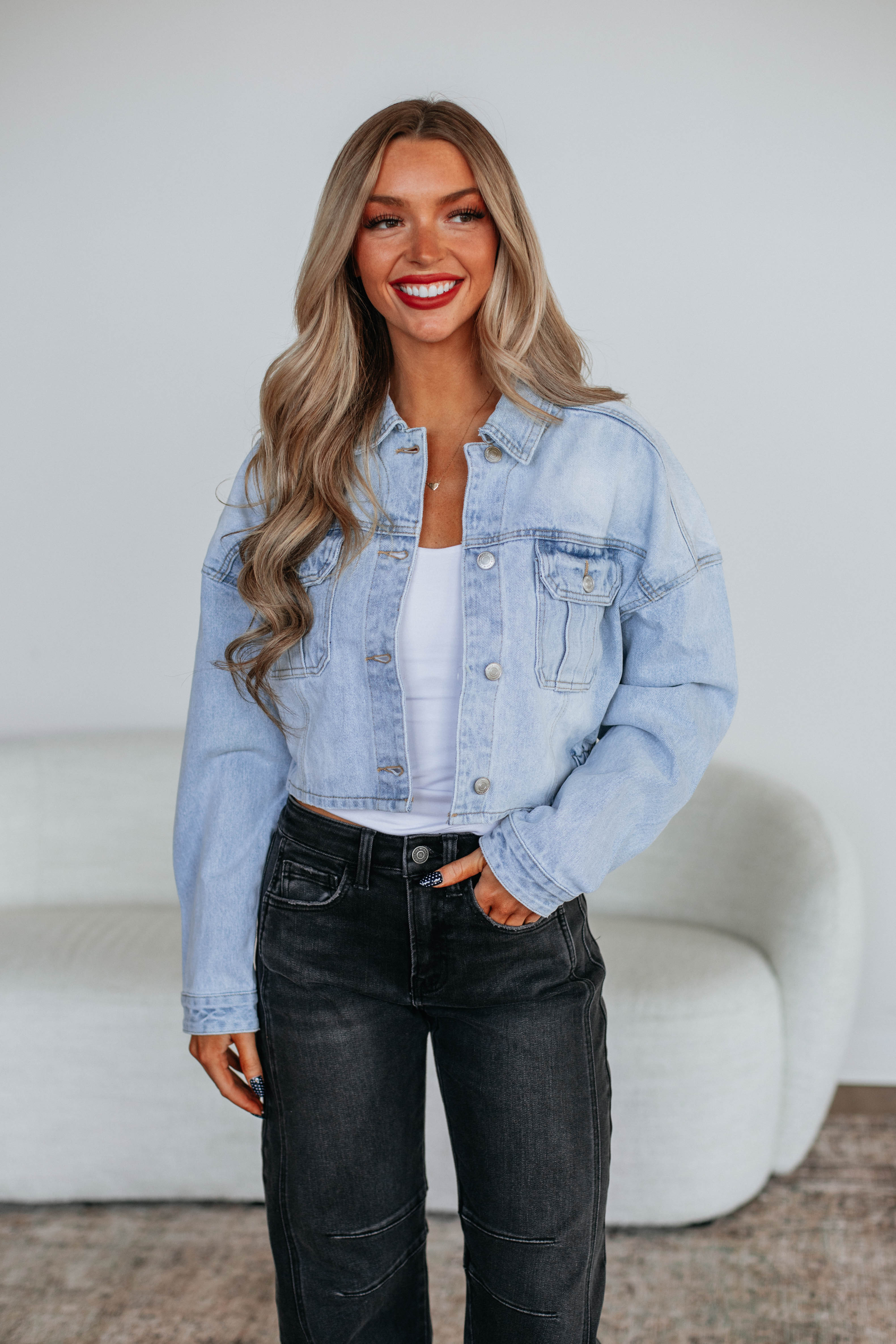Aleja Mica Women's Denim Jacket - Stylish Lightweight Denim Coat for Spring & Fall - Perfect for Casual Outings, Date Nights & Weekend Wear