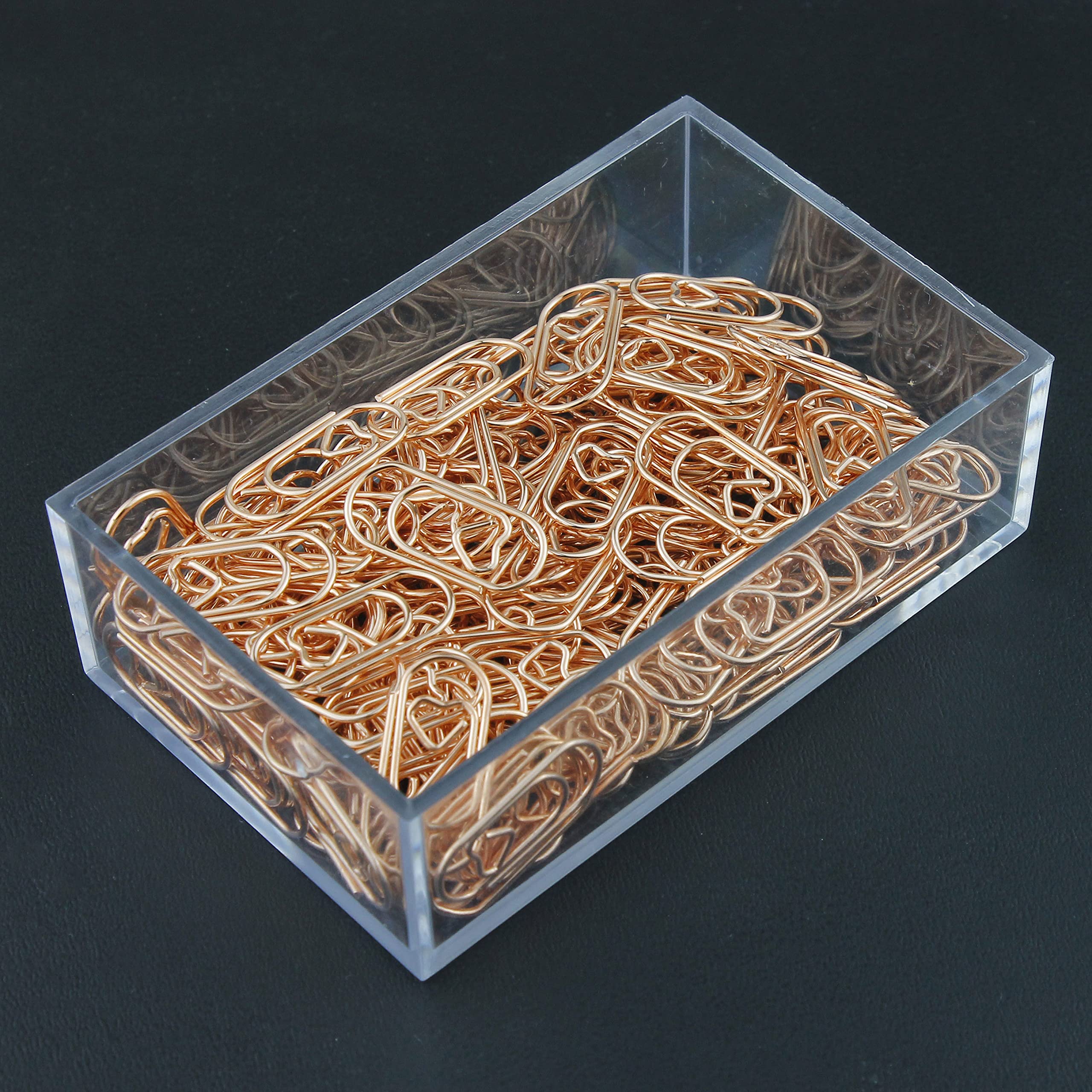 200Pcs Rose Gold Heart Paper Clips - Small Smooth Finish Non-Skid Stainless Steel Office Supplies for Organizing Documents, Scrapbooking & Gift Wrapping