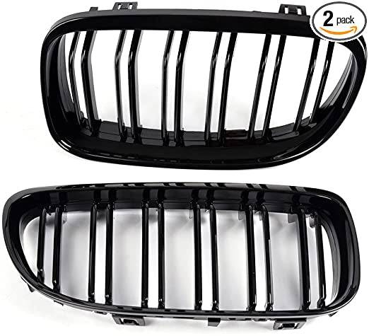 2009-2011 BMW 3 Series Sedan E90 Double Slat Glossy Black Kidney Grille Pair - Front Grill Replacement for Enhanced Style & Performance | Perfect for Car Upgrades & Customization