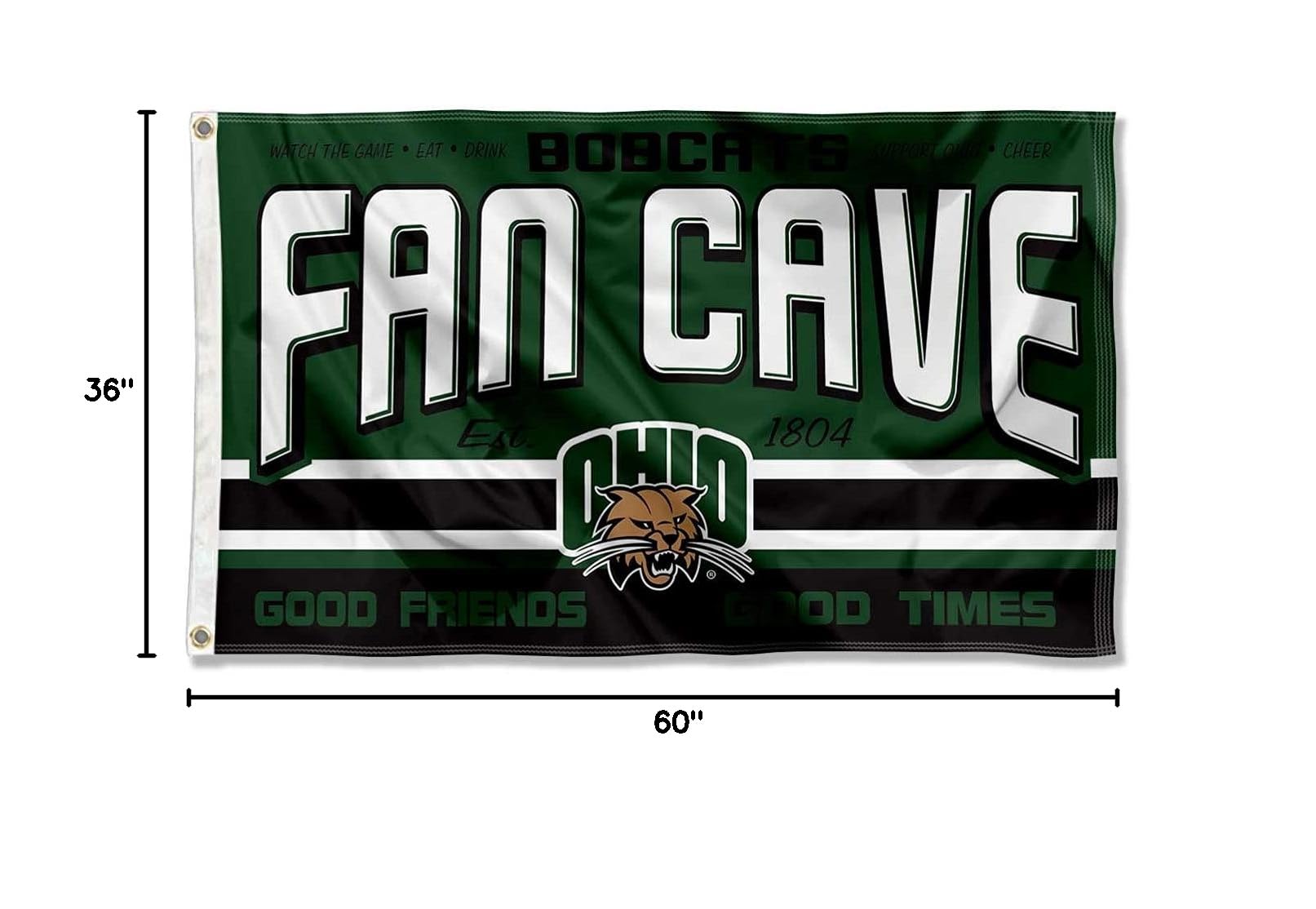 Ohio Bobcats Fan Man Cave Banner Flag - College Football Team Decor for Game Room, Tailgate Party & Sports Fan Cave - Perfect for Ohio University Alumni & Fans